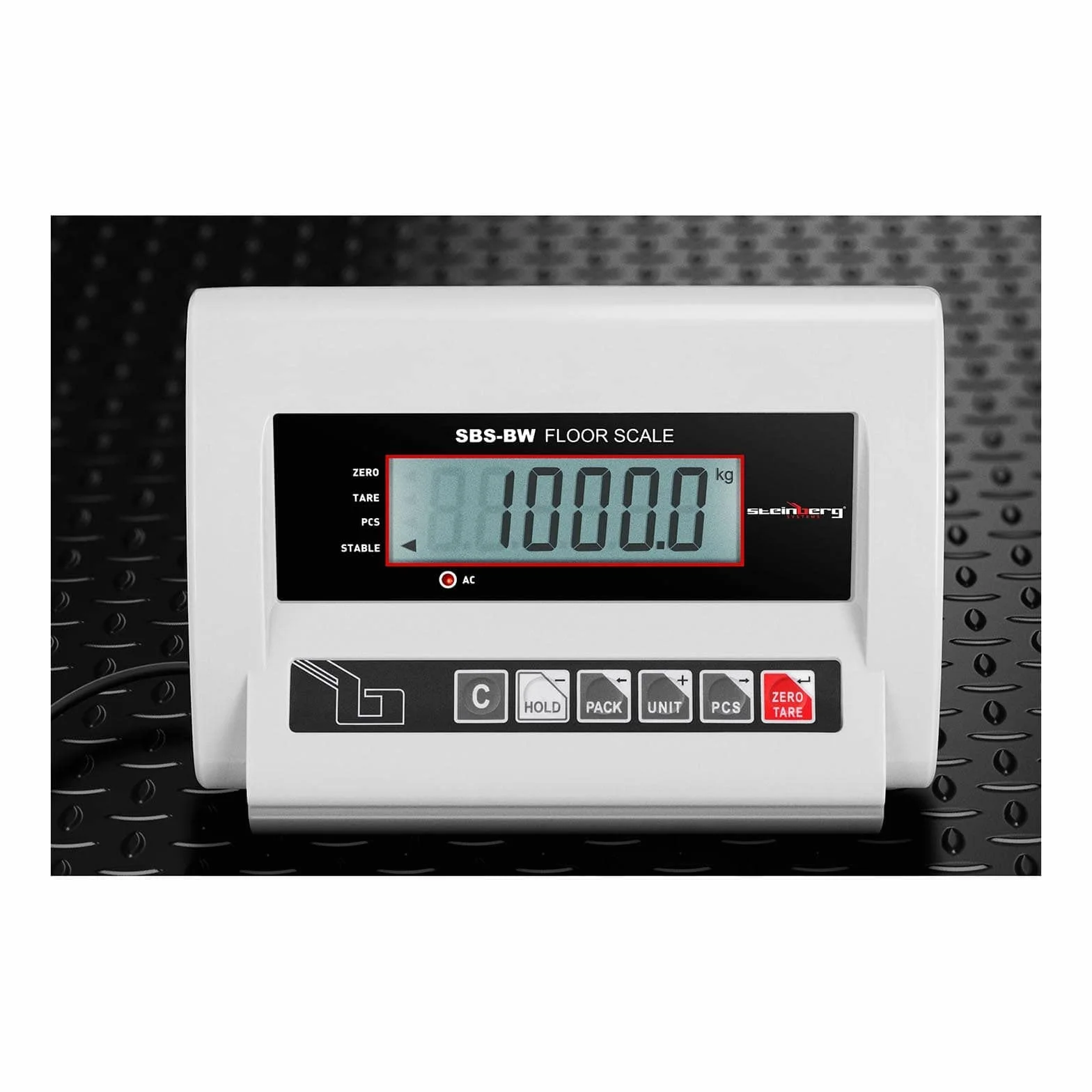 Steinberg Systems Báscula De Suelo Balanza Industrial de Plataforma SBS-BW-1T/0.5A (1.000 kg / 0,5 kg, Pantalla LCD, Superficie De Pesaje: 100 x 100 cm)