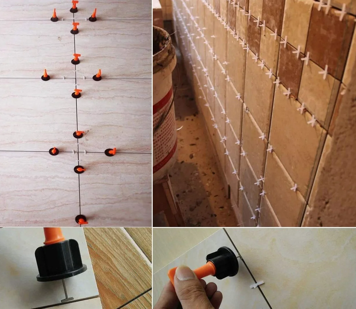 Sistema profesional de nivelación de azulejos–150 discos niveladores, 500 discos de 2 mm y 500 de 3 mm, 3 llaves especiales y 20 pasadores de acero para la instalación de suelos y paredes (rojo)