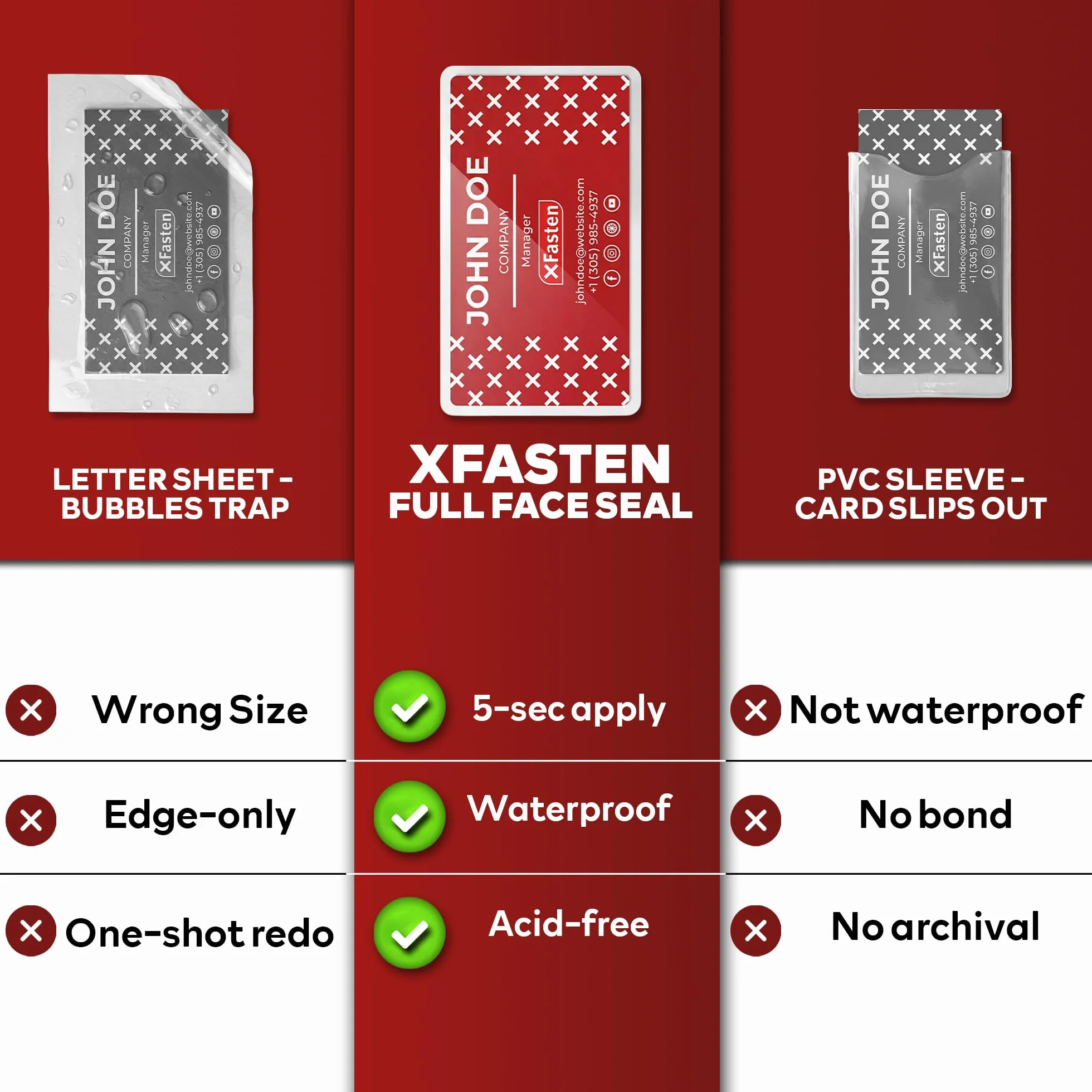 xfasten Fundas Plastificar Tarjeta Visita Autoadhesivas 9.5 Mil 4x3 Pulgadas Pack 25