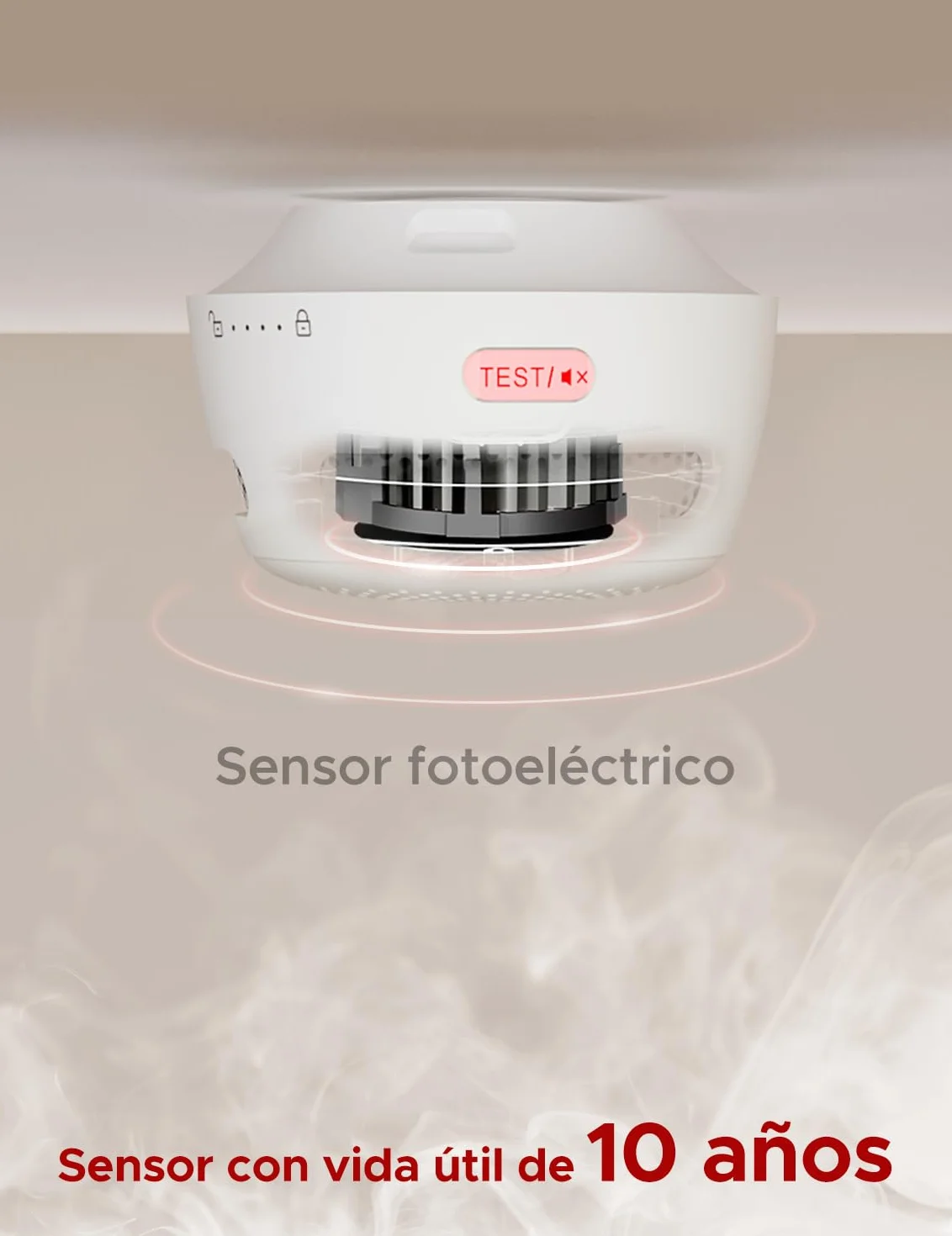 X-Sense Detector de Humo Wi-Fi Inteligente y Batería Reemplazable, Compatible con la Aplicación de X-Sense Home Security, Notificaciones en Tiempo Real, XS01-WX, 1 Pieza
