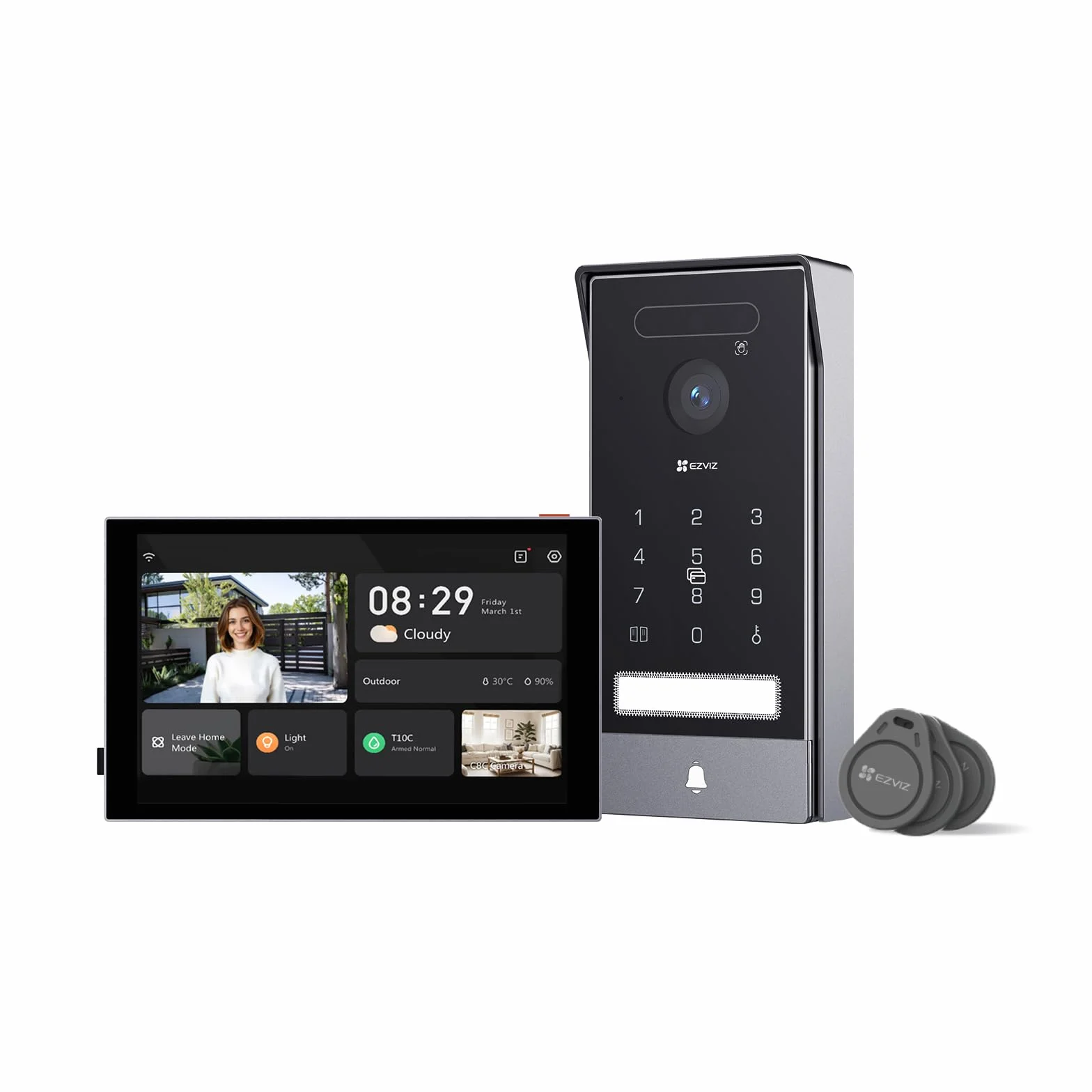 EZVIZ HP7 Pro 4K Videoportero, Desbloqueo por Reconocimiento de Palma, 8'' Monitor Táctil a Color, Audio Bidireccional, Visión Nocturna, Detección Movimiento Humano, Wi-Fi 2.4/5GHz
