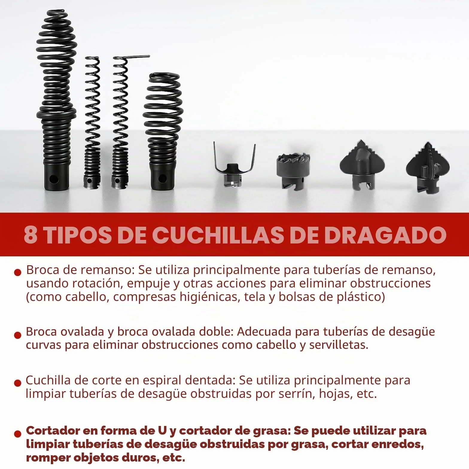 850W Máquina de Limpieza de Tuberías, Limpiador de Desagües Eléctrico de 400 rpm, Desatascador Eléctrico de Tuberías con Espirales de 16mm y 10mm Adecuado para Tubos de Ø20-100mm 20M Spiralen