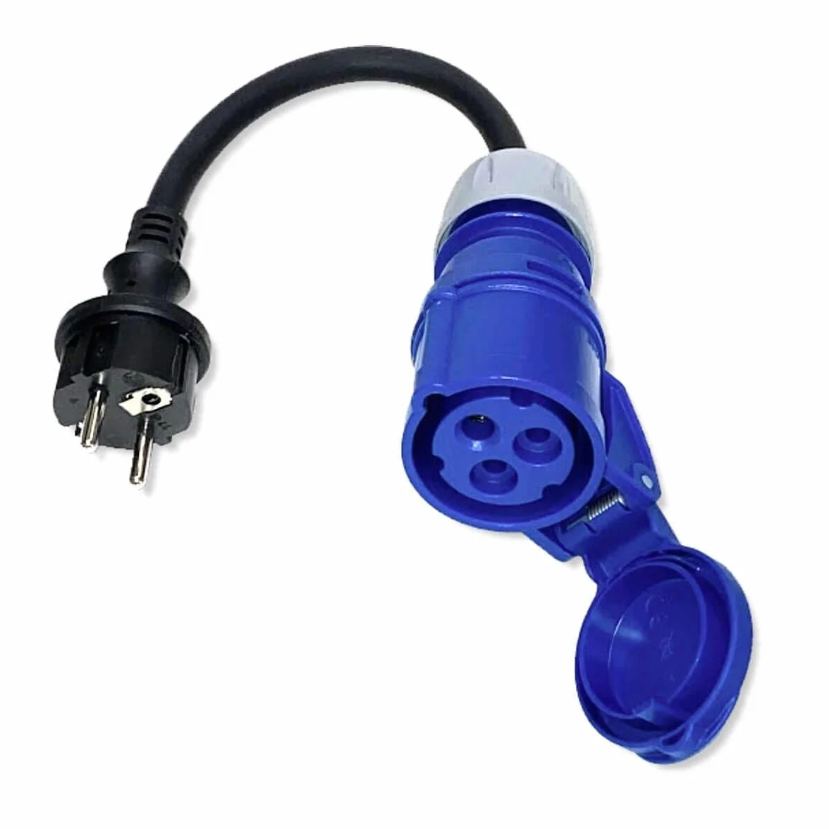 Juego de Cables adaptadores CEE para Camping con Caja Protectora 0,3 m, para Camping, Barco, Caravana, Autocaravana, Cable H07RN-F 3 x 2,5 mm² 230V 16A IP44, Adaptador Camping Proteccion