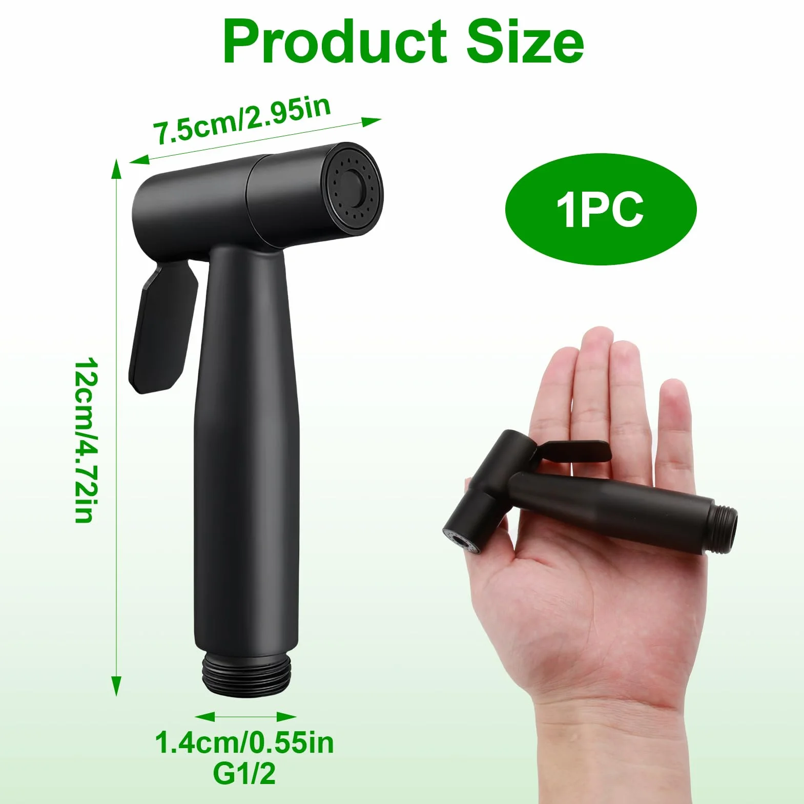 Bidé Handbrause acero inoxidable G1/2 cabeza de ducha negro