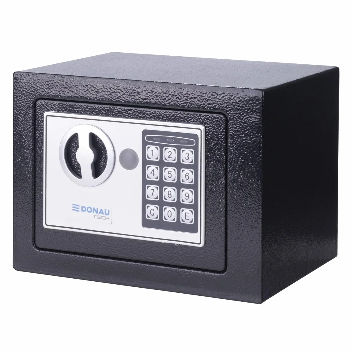 Caja fuerte digital DONAU TECH Mini 4,6L / 23 x 17 x 17 cm/Caja fuerte electrónica manual-digital pequeña para muebles/con contraseña digital y 2 llaves de seguridad/Negra