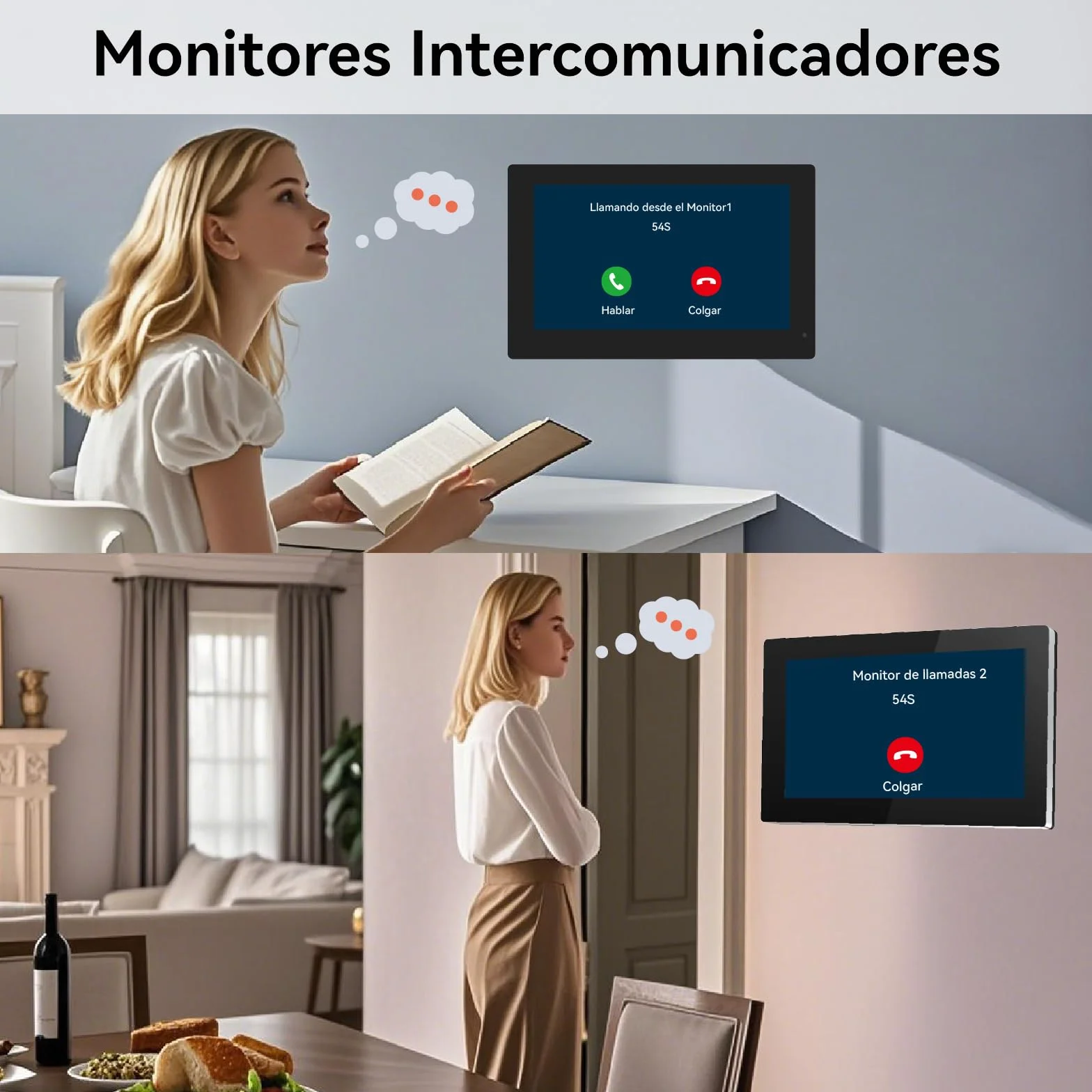 Videoportero Smartphone 2 Hilos, Timbre Video Mirilla y 7'' Pantalla Táctil, Visión Nocturna, Desbloqueo Remoto, Audio Bidireccionall para Chalet,casa, 2,4/5GHz, 1 cámara y 2 monitores