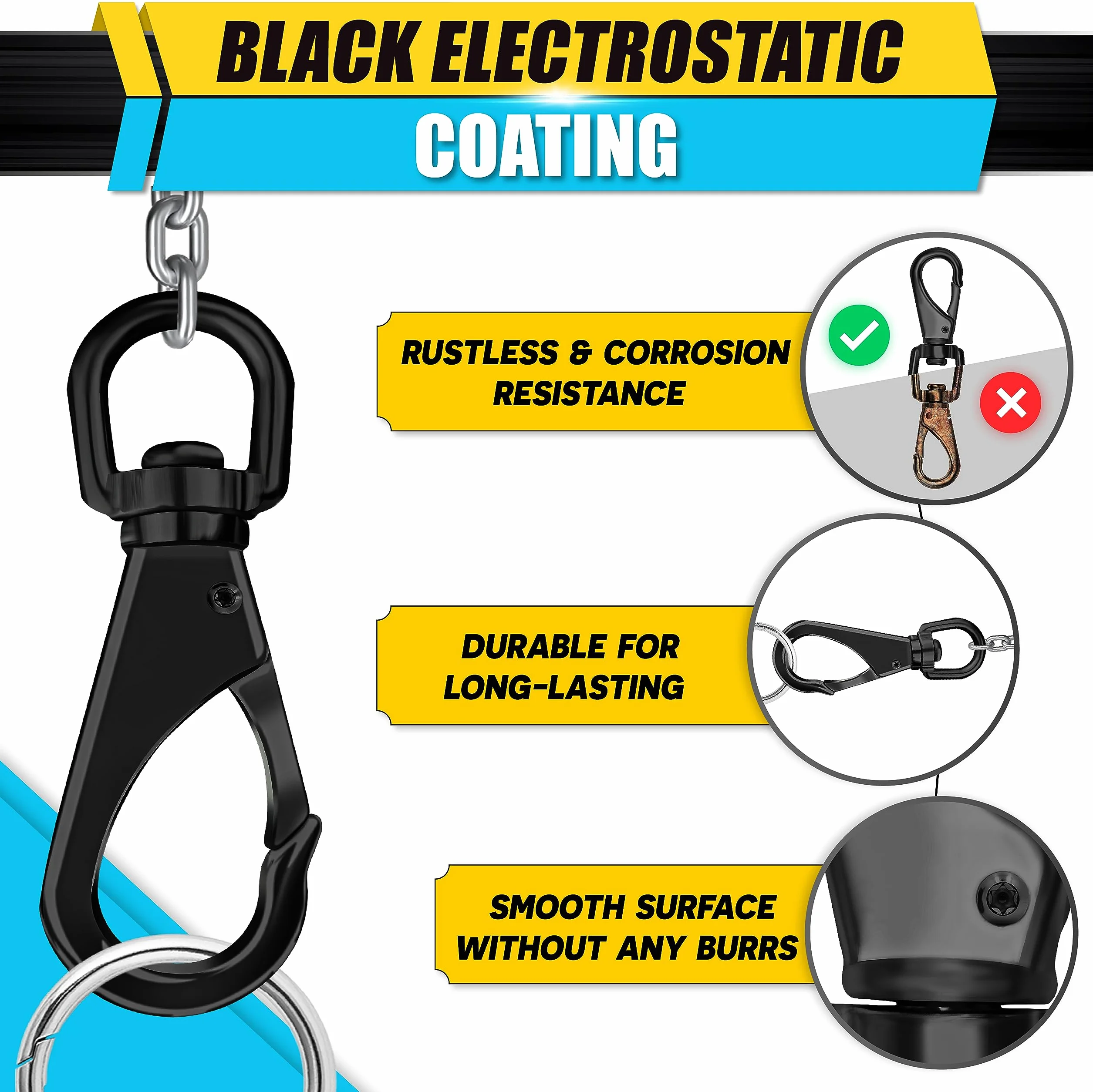 [Extra resistente] 2 broches giratorios de acero inoxidable de 4.6 pulgadas, capacidad de 220 libras, clips giratorios multiusos, ideales para marinos, deportes, equipajes, mascotas, columpios,
