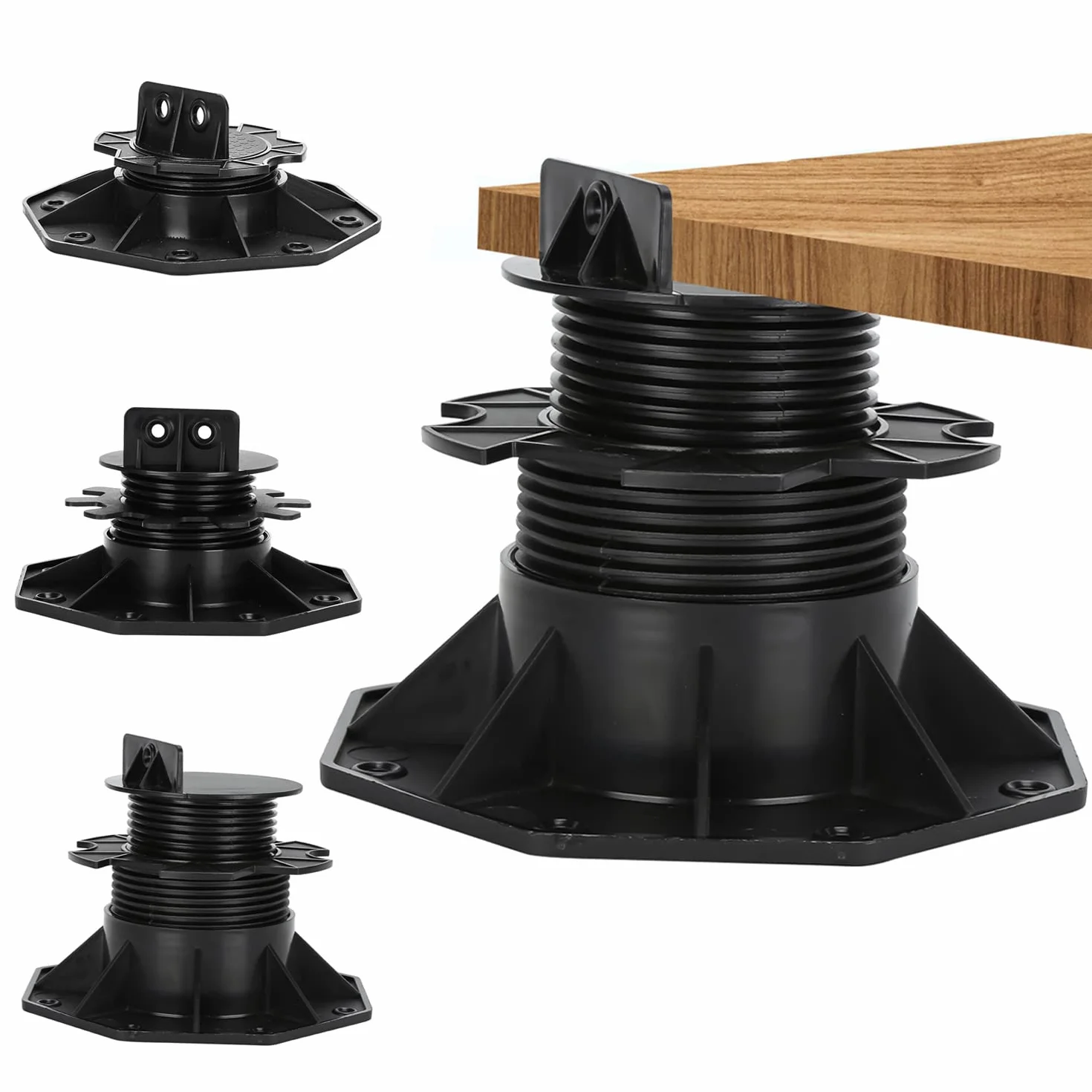 Daromigo Soportes para terrazas, 30 unidades, altura regulable, 60-140 mm, patas niveladoras para terrazas de suelo, placas de suelo para terrazas subestructura, WPC