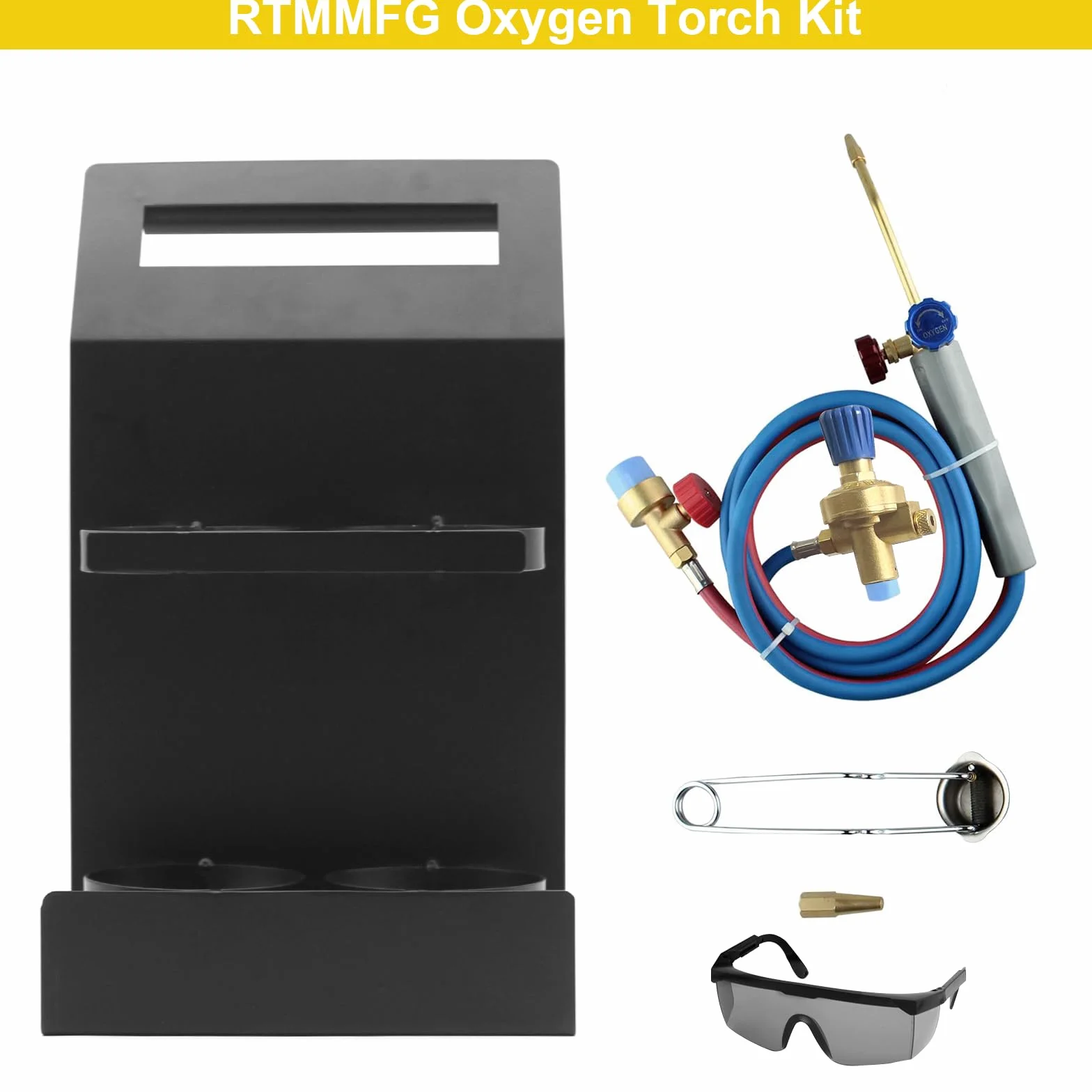 Kit de antorcha de oxígeno MAPP, soporte para tanque, gafas y encendedor de chispa de pedernal (cilindros de gas no incluidos)
