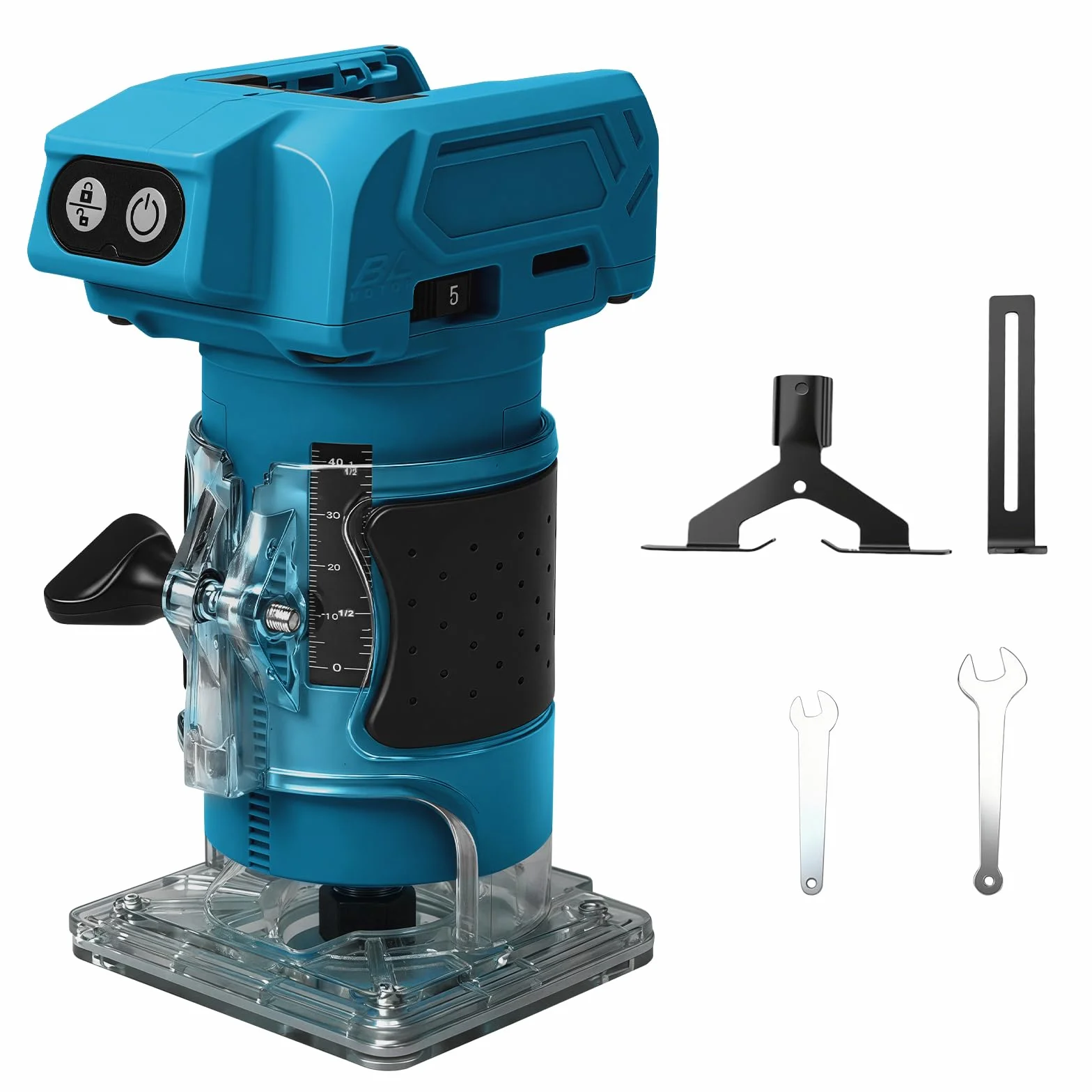 Fresadora con batería compatible con batería Makita de 18 V, 800 W sin escobillas, juego de fresa de cantos sin escobillas con 5 velocidades, pinza de sujeción de 6,35 mm, 30000 rpm, fresa de madera