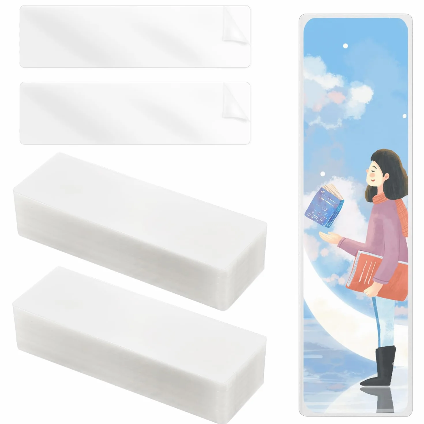 Bolsas Laminadas para Marcadores 21x5,1cm Fundas Plastificar 0,125mm Plástico Marcapáginas