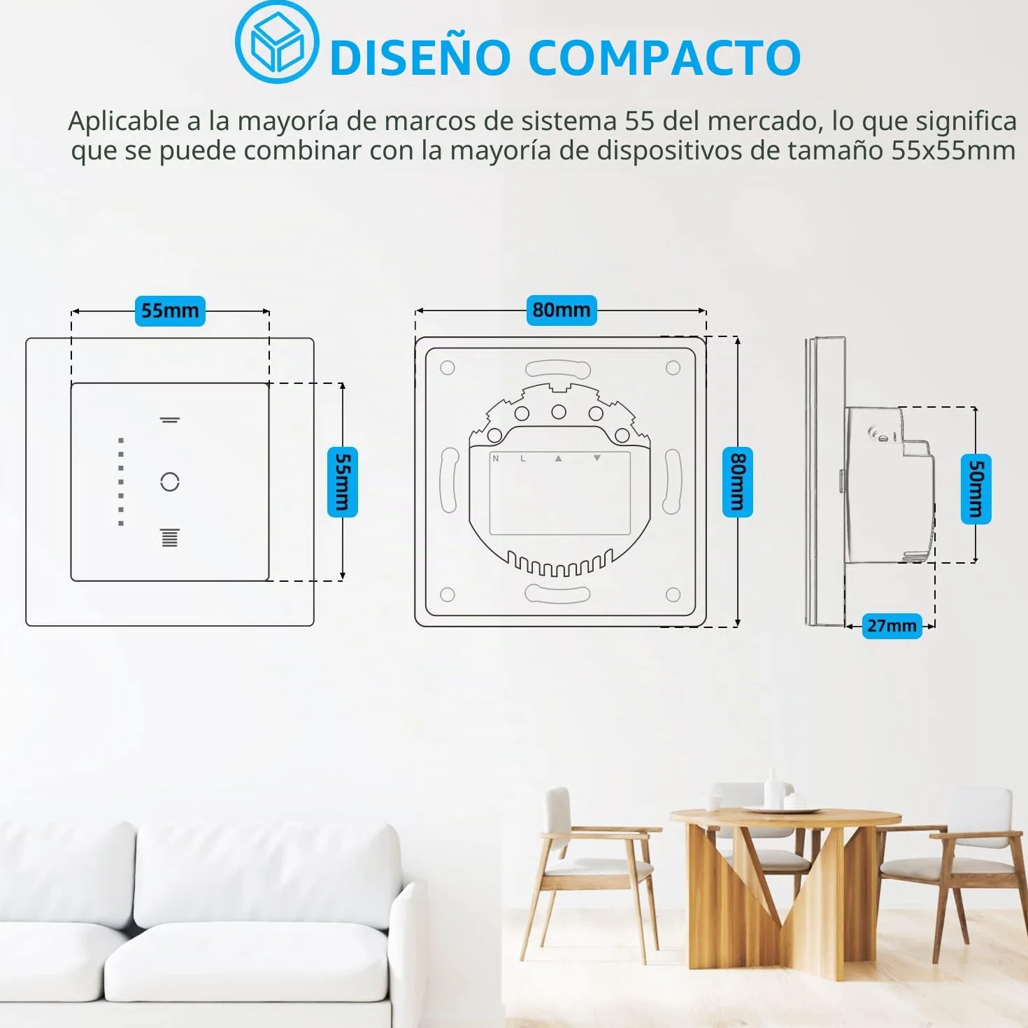SMARTERCURRY Interruptor de persiana enrollable WLAN [6.1Gen], interruptor inteligente temporizador, seguridad para niños, control de persianas enrollables compatible Alexa/Google, 1 pieza | Blanco