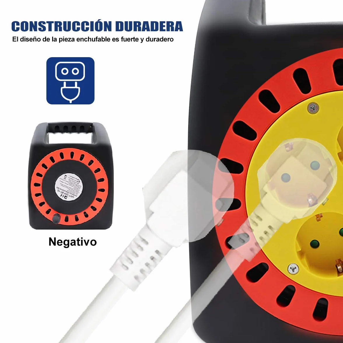 ExtraStar Cable de alimentación de bobina enrollable de 20 metros y 4 enchufes (2P+T) (20M) …
