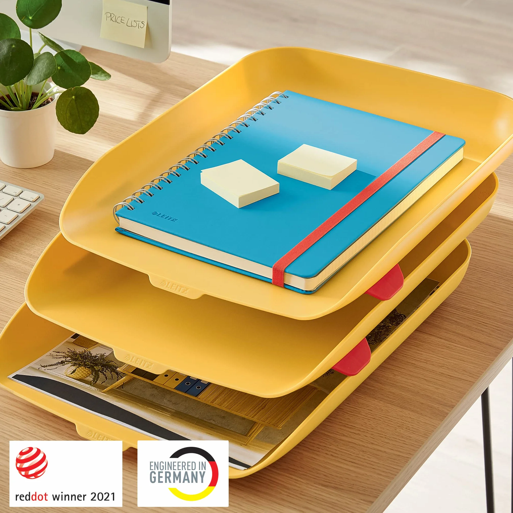Leitz Bandeja para cartas 3 unidades amarillo cálido