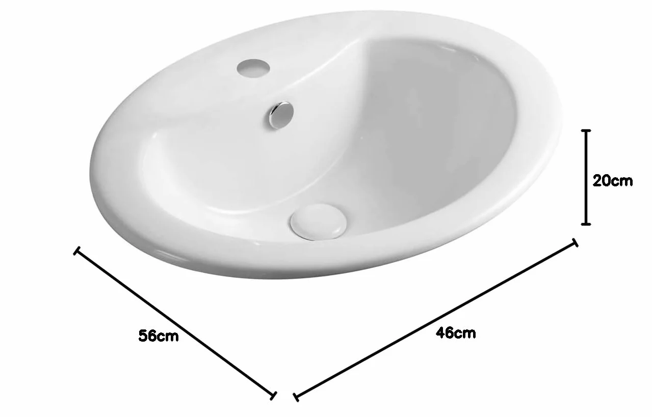 Lavabo sobre encimera con orificio grifo 56 x 46 cm – LS66