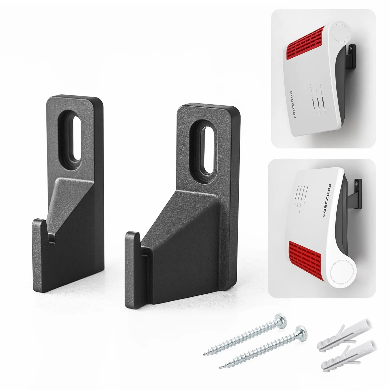 NewGround Designs Fritz Box – Soporte de pared para Fritzbox – Modelos 4040, 4050, 4690, 5530, 5590, 6660, 6670, 6850, 6890, 7510, 7530, 7590, 7682, 7690 – Fritz Box soporte incluye material de