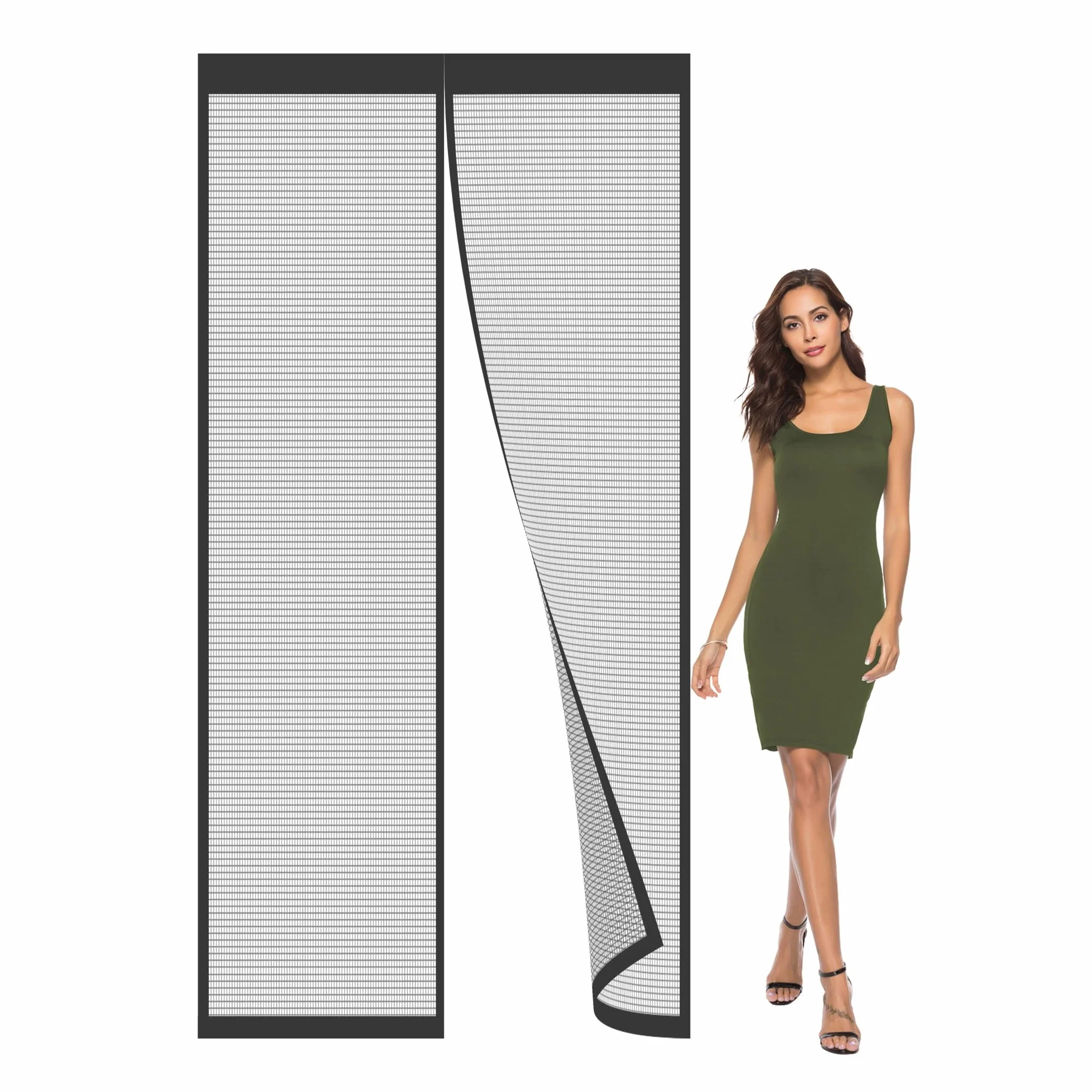 Mosquiteras para puertas,275x260cm Mosquitero de Ventana,Mosquitero para Ventana con Cinta Adhesiva,Cinta Mágica,Mallas para Ventanas de Casa,Dormitorio,Balcón Negro