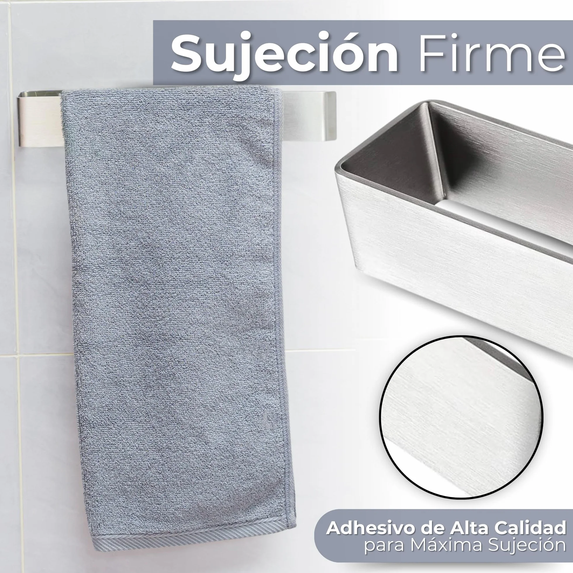Toalleros De Baño Sin Taladro Adhesivo 26 cm, Acero Inoxidable 304 Cepillado, Accesorios Sin Taladro para Baño y Cocina, Fuerte Fijación