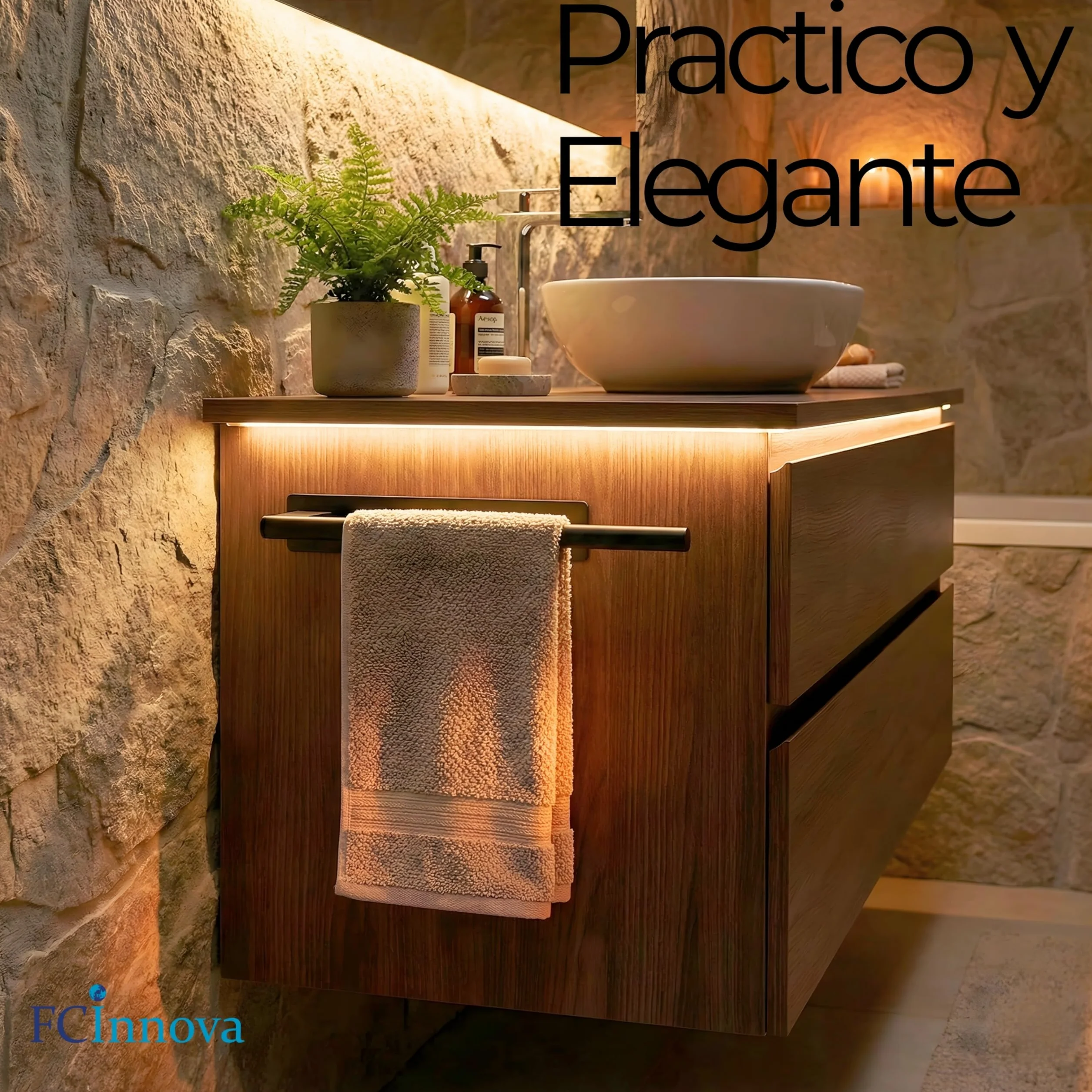 Toallero Adhesivo Baño sin Taladro Negro Mate de 43cm Fabricado en Acero Inoxidable 304 Resistente a la Humedad y al oxido Toallero sin Taladro de Facil Instalación y Fuerte fiajación Adhesiva 3M