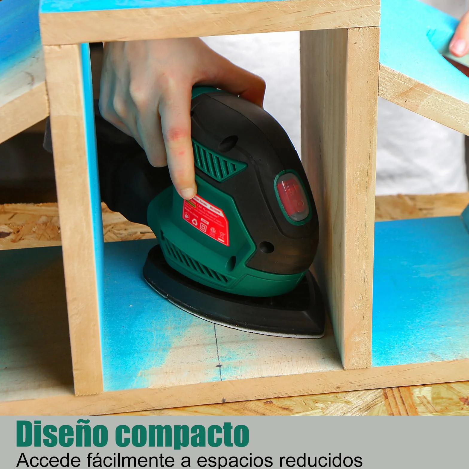 HYCHIKA Lijadora Eléctrica 200W 14000RPM con Motor de Cobre Puro, Recogida de Polvo, 12 Piezas Lija (240/120/80 Grano), Lijadora Mouse para Esquinas