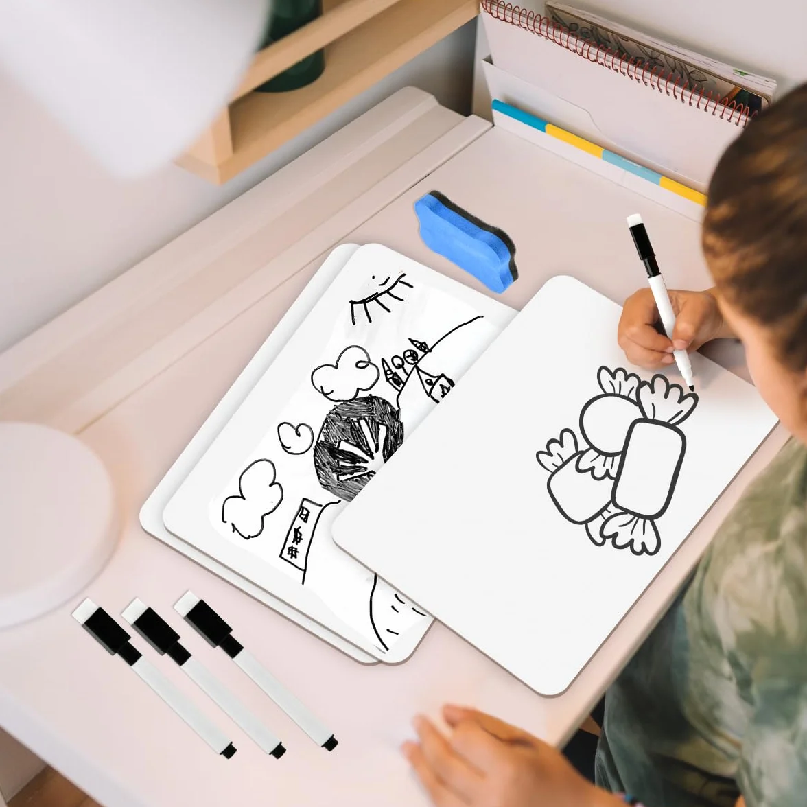 Pizarras blancas pequeñas borrado en seco 23x30 cm doble cara portátiles para estudiantes aulas hogar oficina
