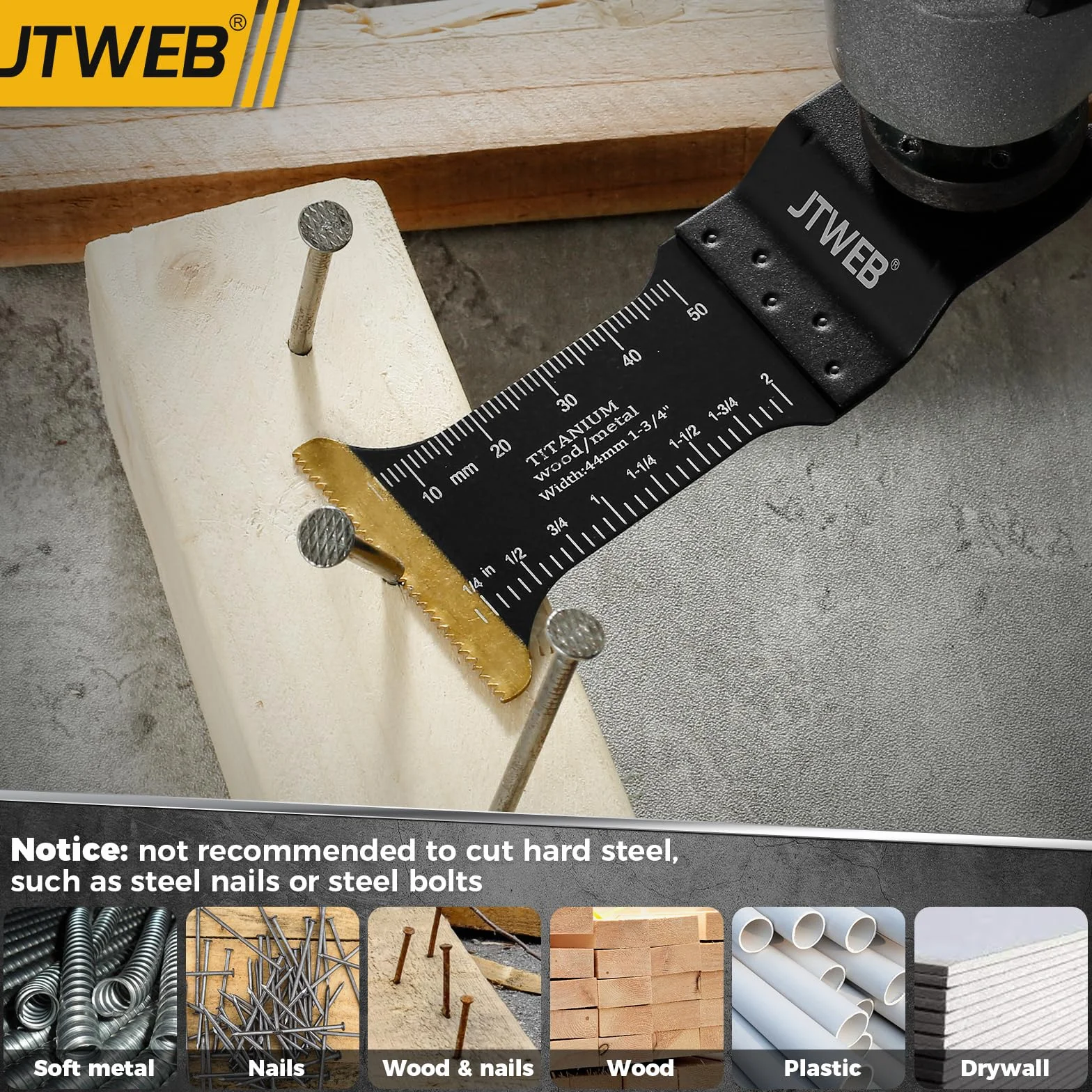 JTWEB 30 hojas de sierra oscilantes de titanio para corte de metal, cuchillas multiherramienta oscilantes, clavos de metal, kits de cuchillas multiherramienta de madera y metal, plástico, para Dewalt,