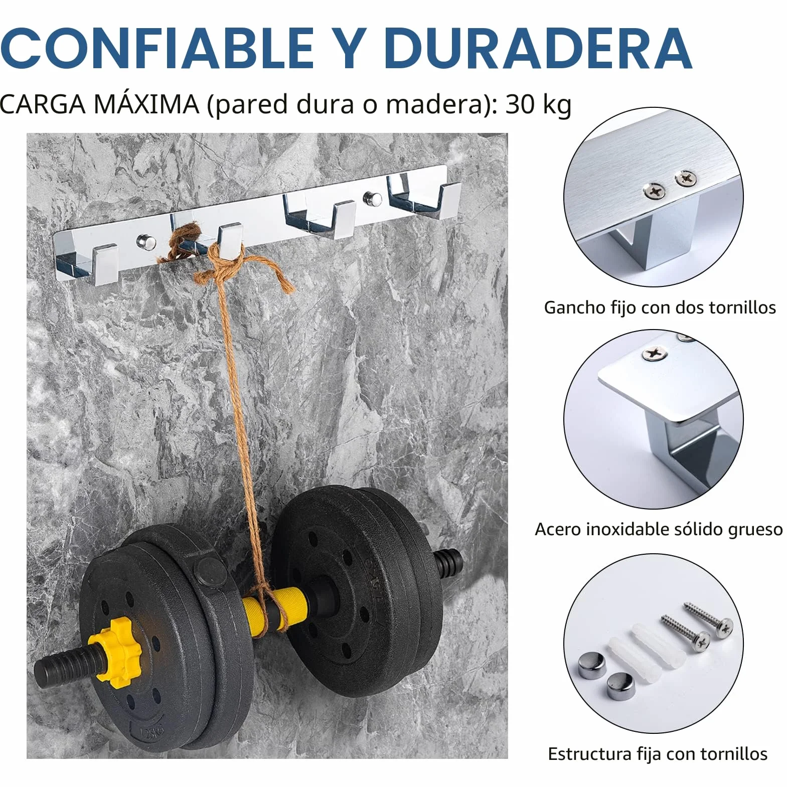 YUET Percheros Pared con 4 Ganchos, Acero Inoxidable, Ganchos Perchas de Montaje en Pared, Colgadores Toalleros de Gancho para Baño Cocina Albornoz Trapos Puerta Entrada, Cromado
