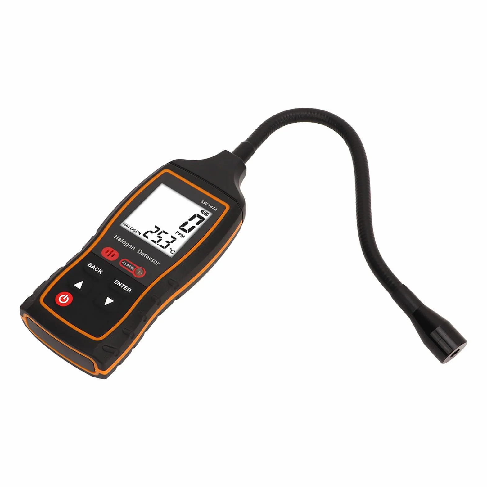 Jeffergarden Detector de Gas Halógeno Detector de Gas Refrigerante ABS 0 a 1000 PPM con Sonda Flexible de 26 Cm LCD y Sensibilidad Ajustable para HVAC AC Refrigeración Extinción de Incendios