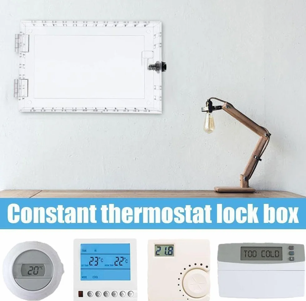 Caja de bloqueo de termostato acrílico, caja de bloqueo de termostato para montaje en pared con cerradura 25 x 15 x 6 cm, 400 g, protectores de termostato de acrílico universal para restaurantes,