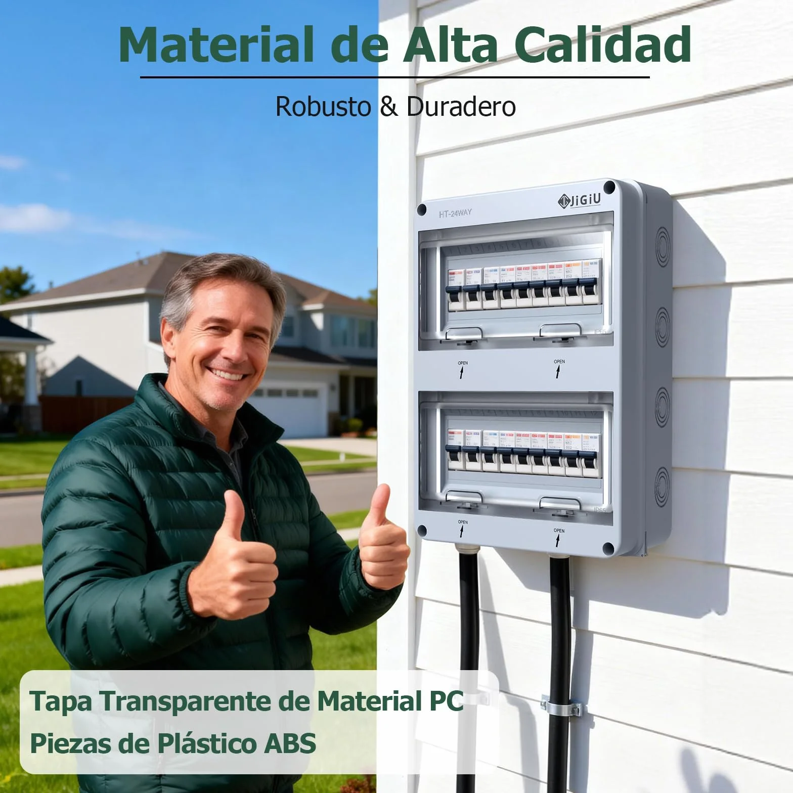 JiGiU Caja de Distribución de 24 Módulos, Caja de Fusibles Empotrada IP65, Carcasa Impermeable y Resistente a la Humedad Material ABSpara para Jardines, Columnas de Carga (365 * 275 * 110mm)