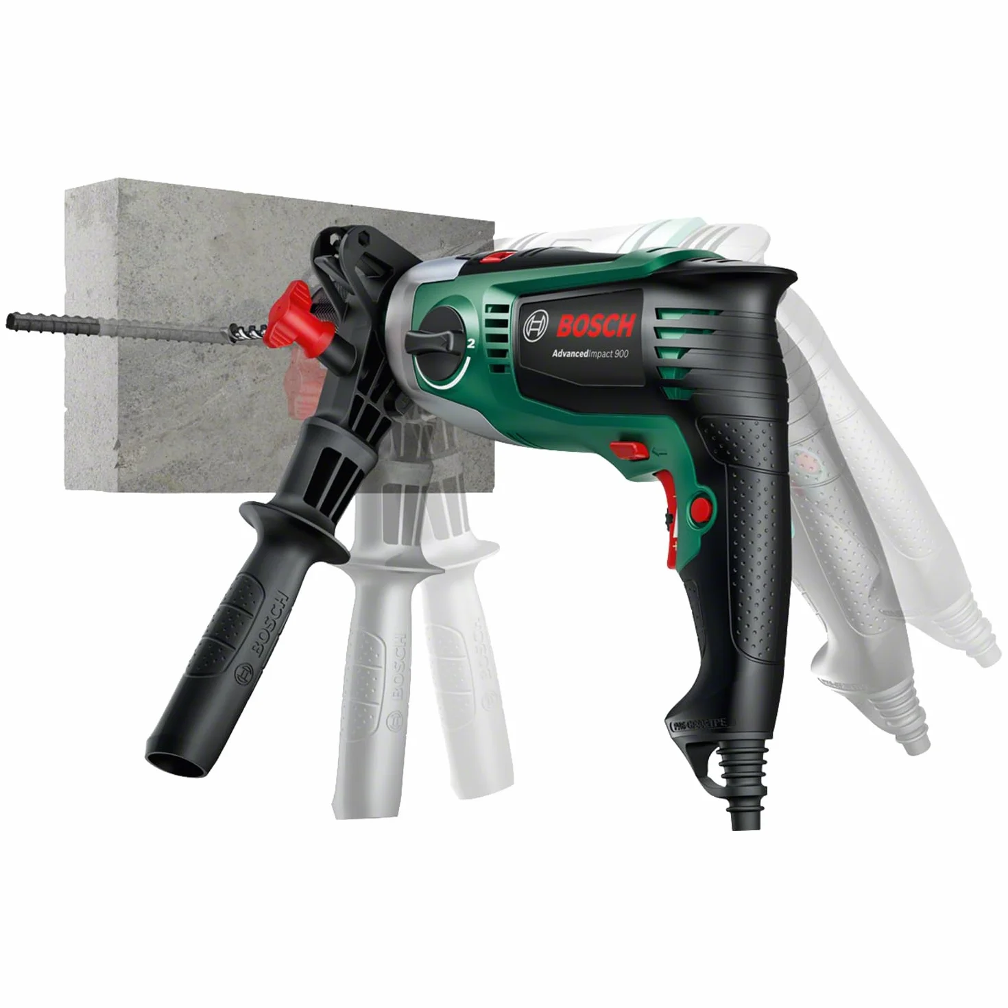 Bosch Taladro de impacto AdvancedImpact 900 (900 W, diámetro de perforación en acero/madera/mampostería: 13/40/18 mm, en maletín de transporte)