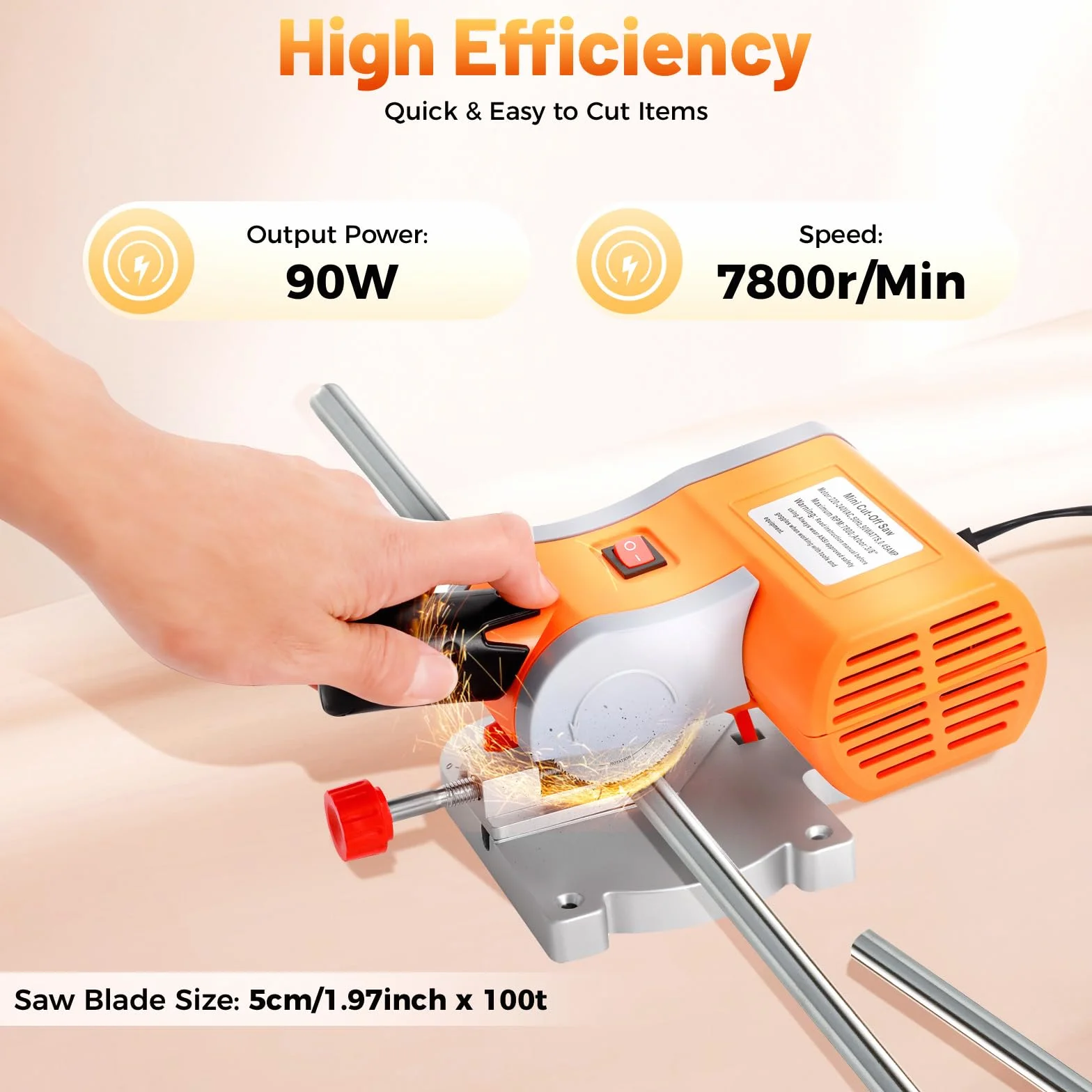 Mini sierra ingletadora 90 W 7800 rpm 0 – 45 ° sierra transversal versátil de mesa para cortar madera, plástico, piedra y metales no ferrosos
