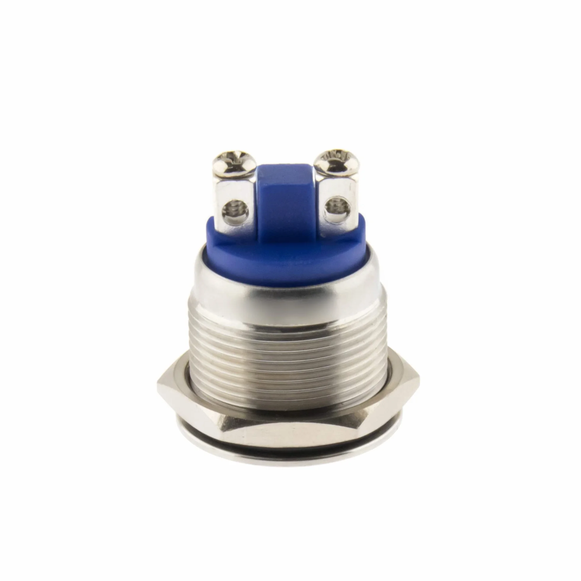 SeKi Pulsador de acero inoxidable de 19 mm de diámetro con forma de cabeza perdida y conexión de rosca.
