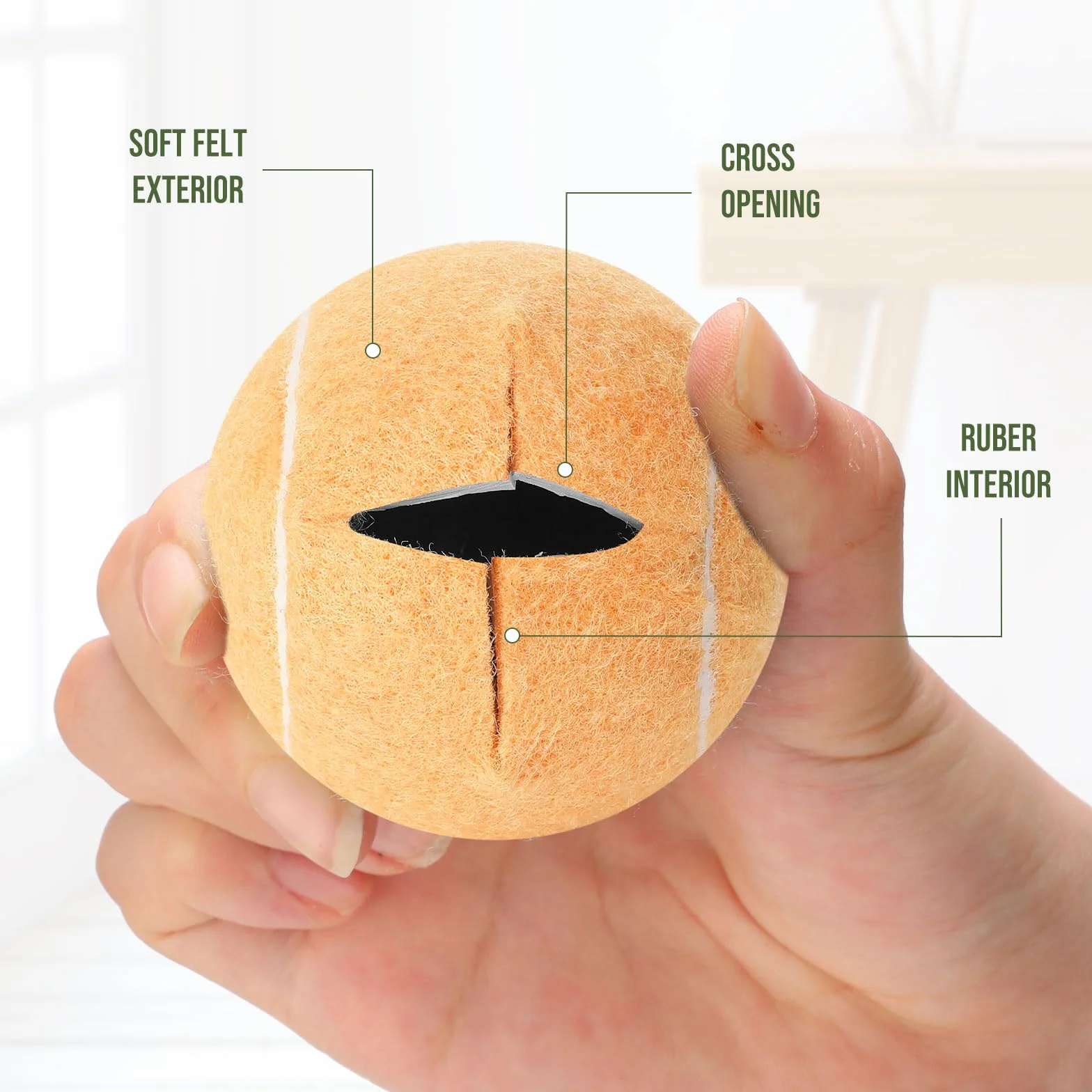 24 pelotas de tenis precortadas para patas de muebles y sillas de protección de suelo, escritorios, pelotas de tenis para sillas, fundas de pie de larga duración (beige)