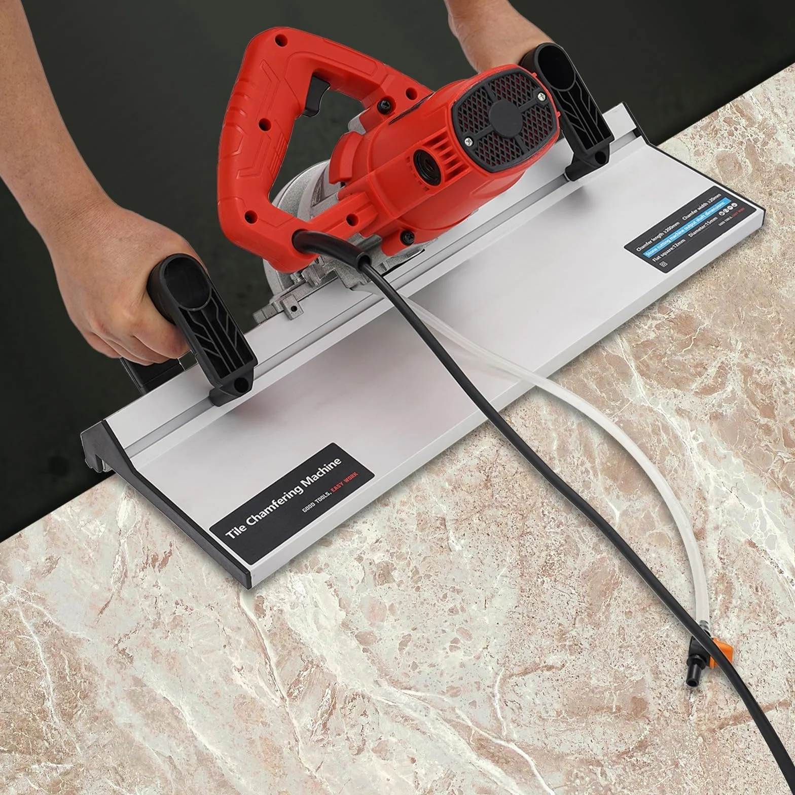 Máquina de biselado para azulejos de 1200 W, cortador de azulejos eléctrico para biselar, herramienta de corte de borde de 43 grados, máquina de ángulo con refrigeración por agua para biselado preciso