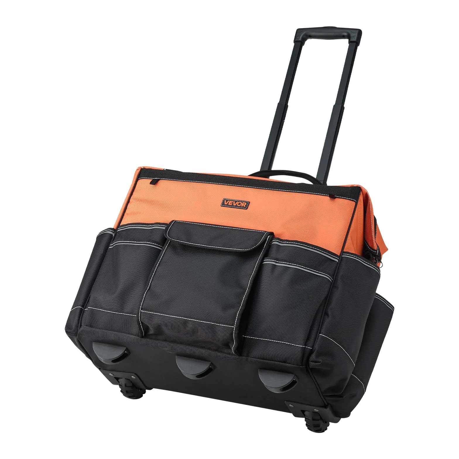 VEVOR Mochila con Ruedas de 510 x 310 x 450 mm Capacidad de Carga de 50 kg, Mochila de Herramientas Resistente con 27 Bolsillos, Asa Telescópica Ajustable y Base Estable para Construcción y Mecánico