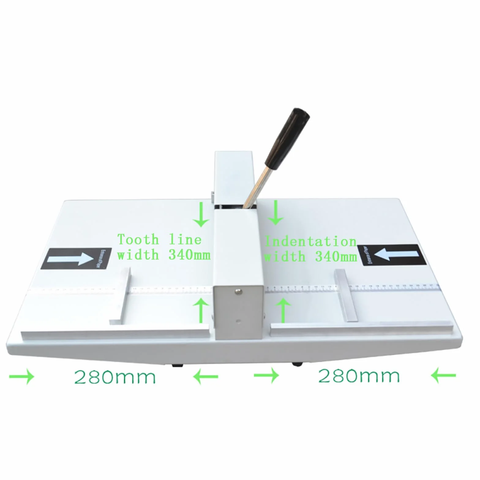Máquina plegadora manual 340 mm de doble uso con sangría de línea punteada y profundidad ajustable
