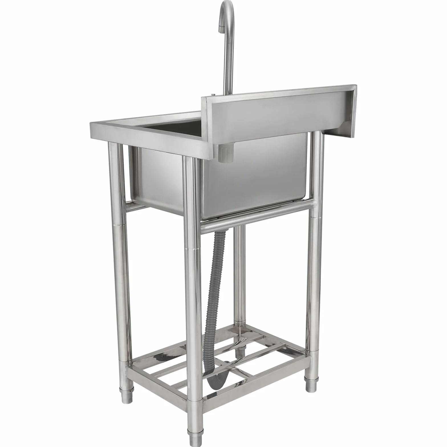VEVOR Fregadero Utilitario de Acero Inoxidable, Fregadero Pequeño Independiente de 1 Compartimento que Incluye Grifo y Patas, Fregaderos Comerciales de un solo Tazón de 410 x 330 x 220 mm