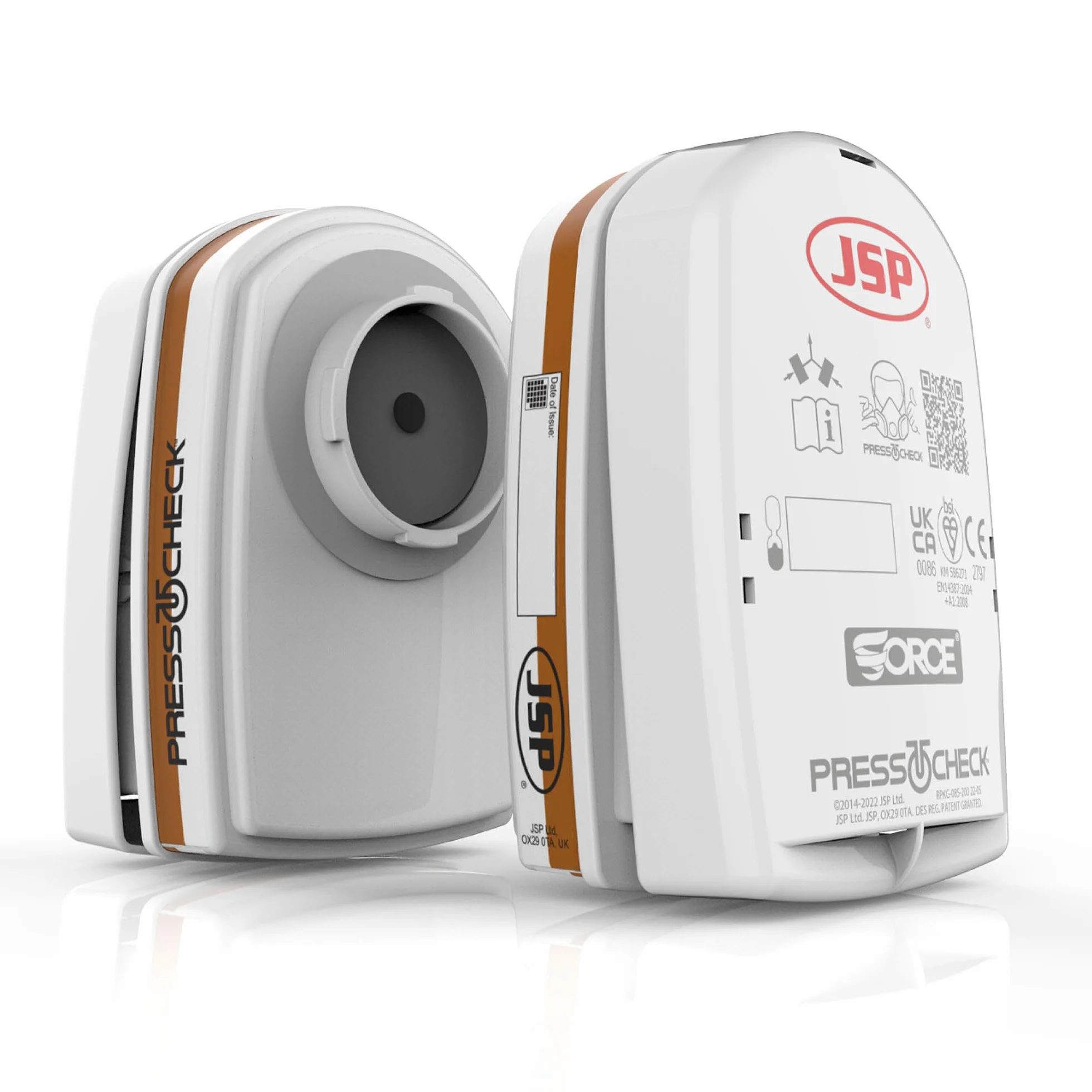 JSP PressToCheck A2 P3 Filtros de Repuesto Gas Orgánico y Polvo Par - Compatible con Media Máscara JSP FORCE 8 - Para Pintura en Polvo, Solventes, Pesticidas y Pulverización - EN 143 y EN 14387