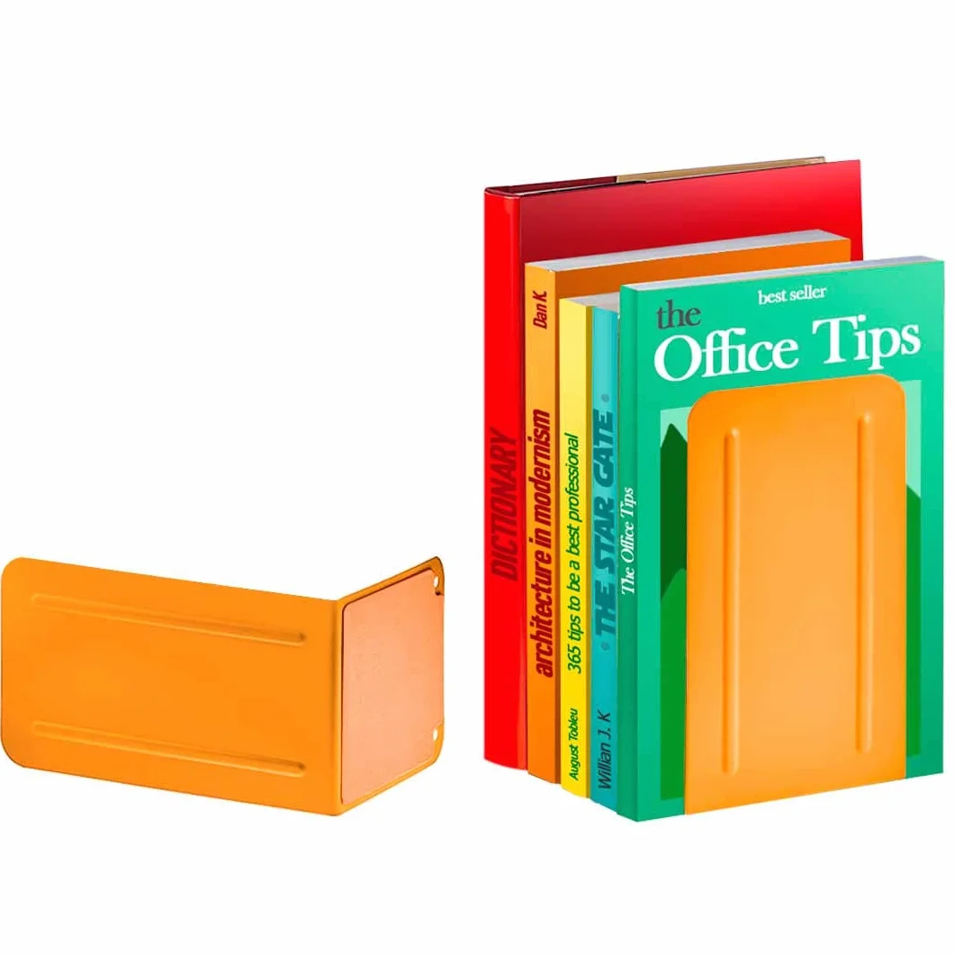 Acrimet Sujetalibros de Metal Resistente Naranja Citrico Paquete de 1 par