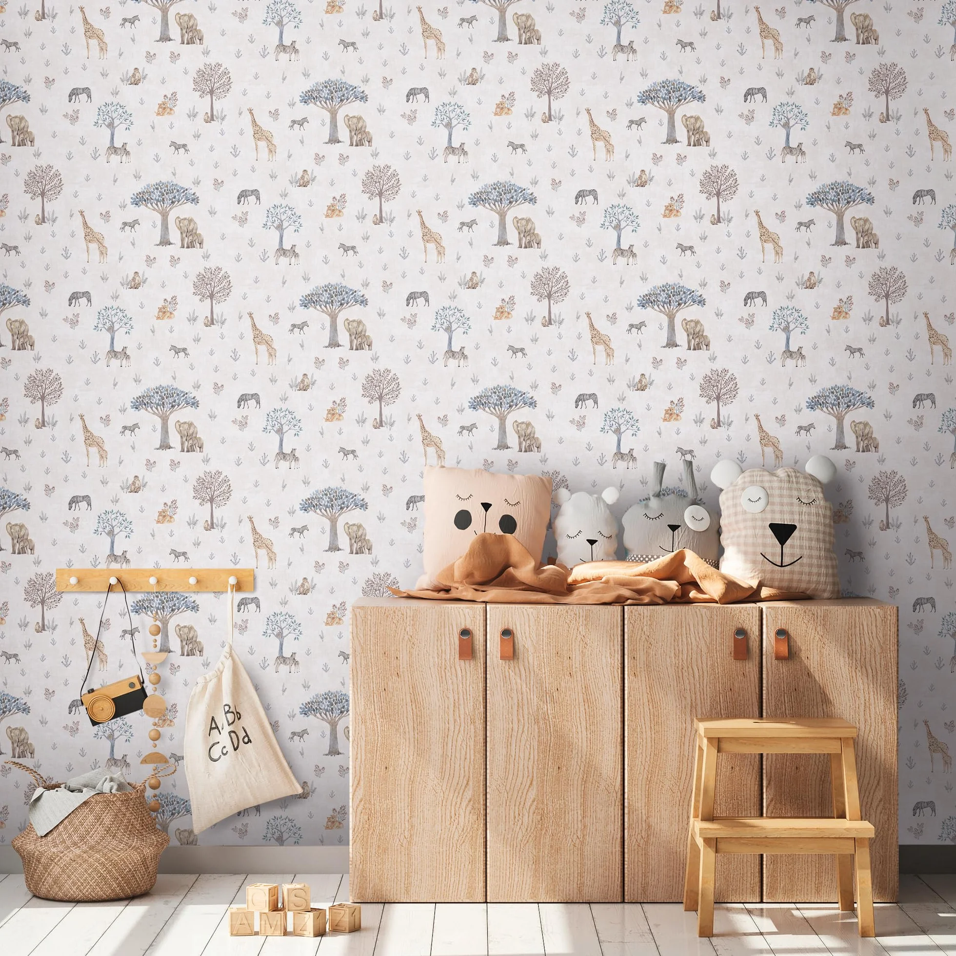 A.S. Création Lilly & Luis papel pintado no tejido con motivo para niños en beige, amarillo, gris – papel pintado animal 10,05 x 0,53 m – 771761