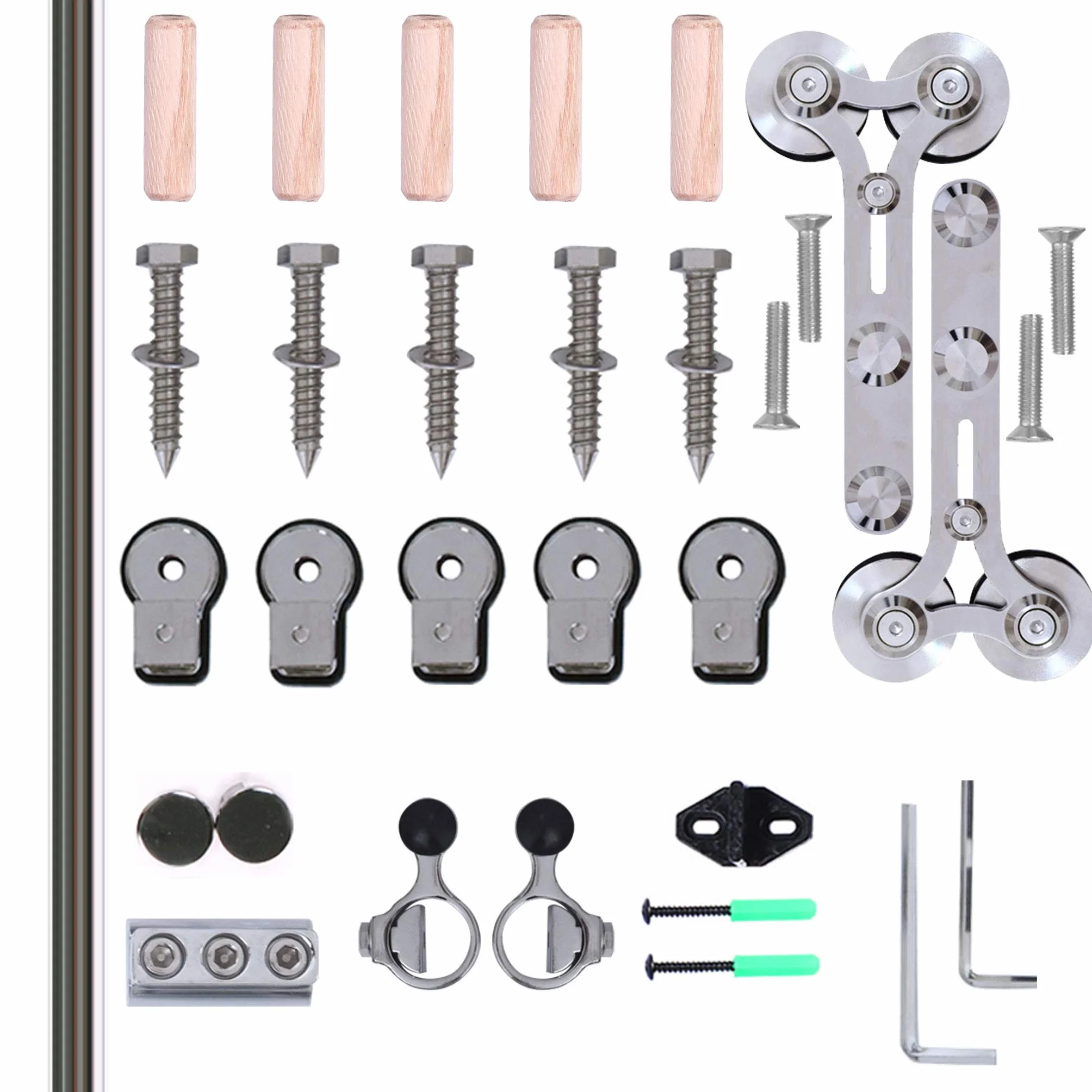 TSMST 5.5FT/167cm Herraje para Puerta Corredera Kit de Acero Inoxidable Accesorios para Puertas Correderas, Riel Juego para Puerta de Madera Soltera-Estilo Y