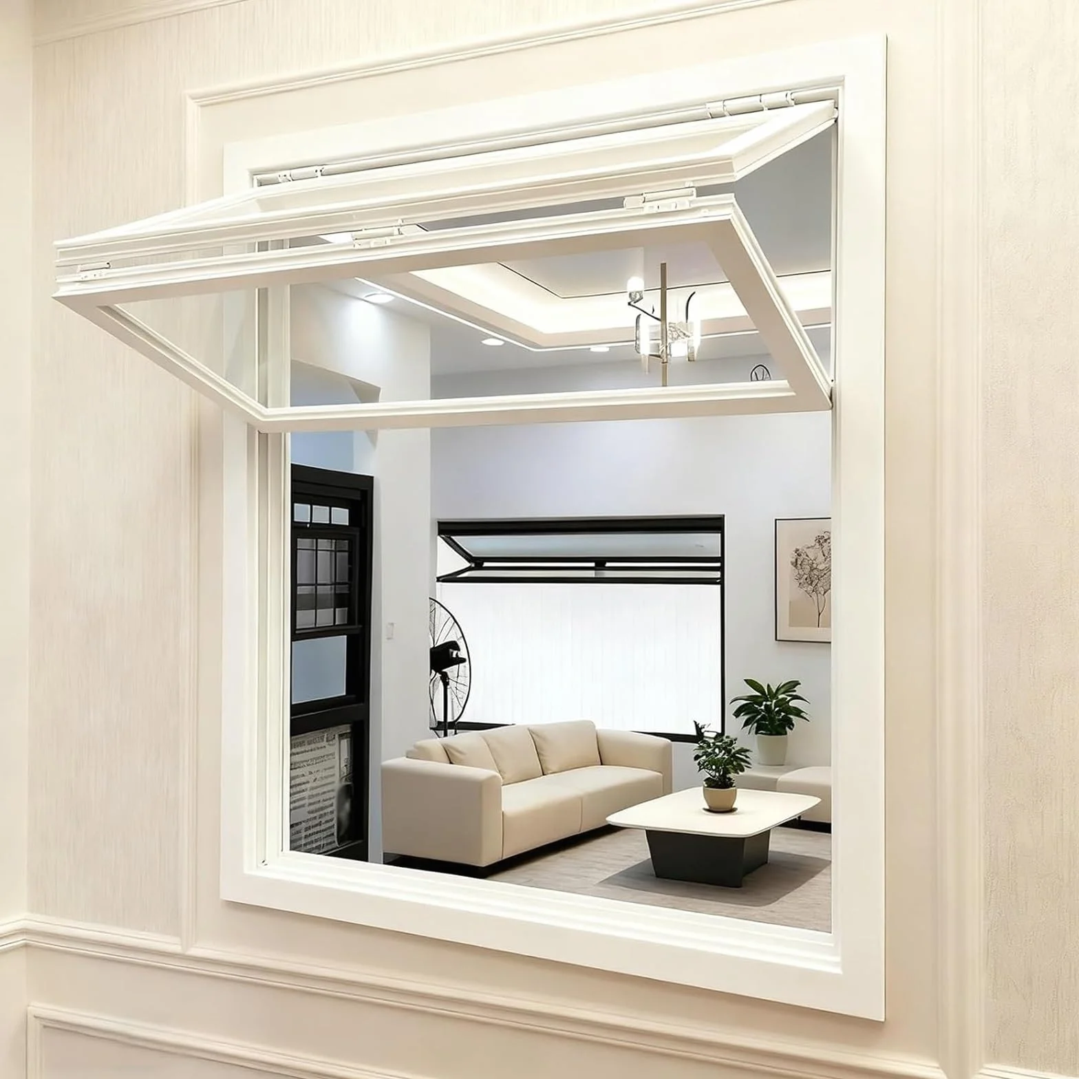 Ventana De Servicio Con Marco De Aleación De Aluminio, Ventana Empotrada De Doble Guillotina, Adecuada For Floristerías, Cafés Y Casas Móviles(White,85x100cm/33.4x39.3in)