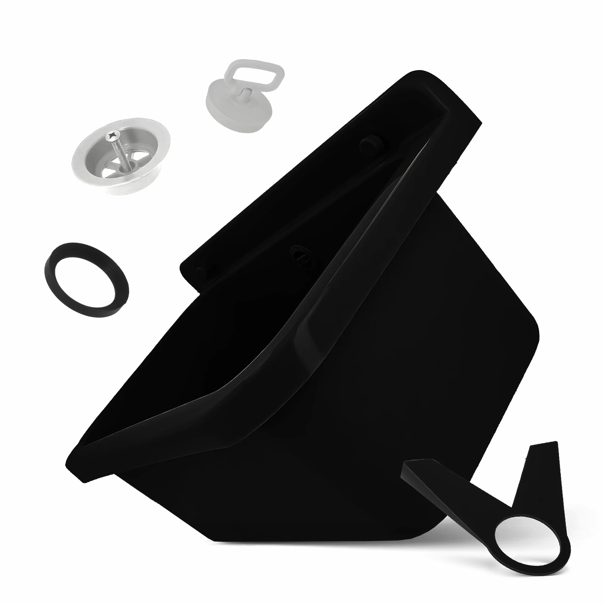 Lavabo de Cámara Fregadero Industrial Profunda Lavadero Exterior Comercial Lavamanos Jardín Garaje Lavandería Baños Fábrica 55 x 34 x 21 cm Negro
