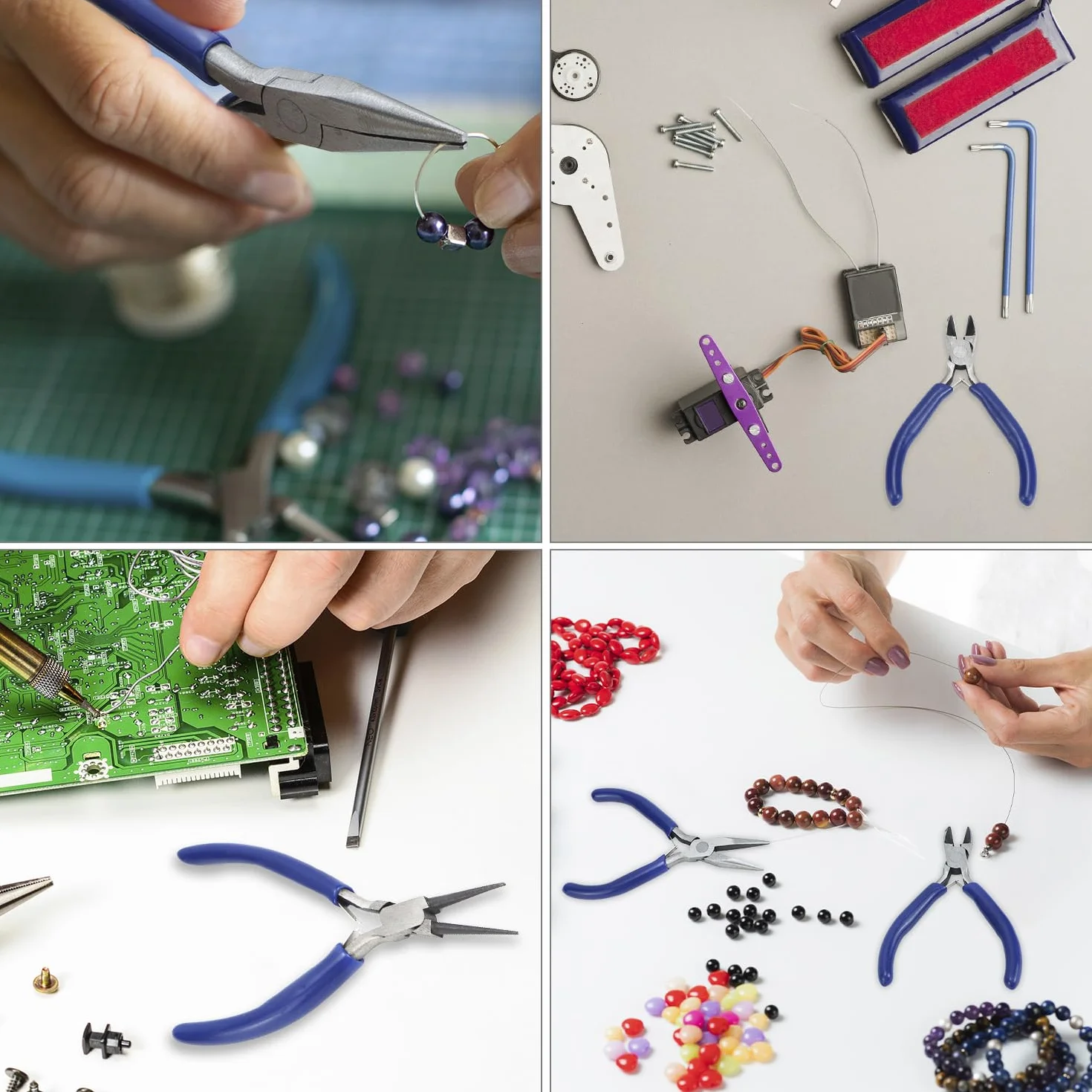 QWORK® Juego de 8 Alicates para Fabricación de Joyas - Alicates Joyería con Bolsa de Almacenamiento