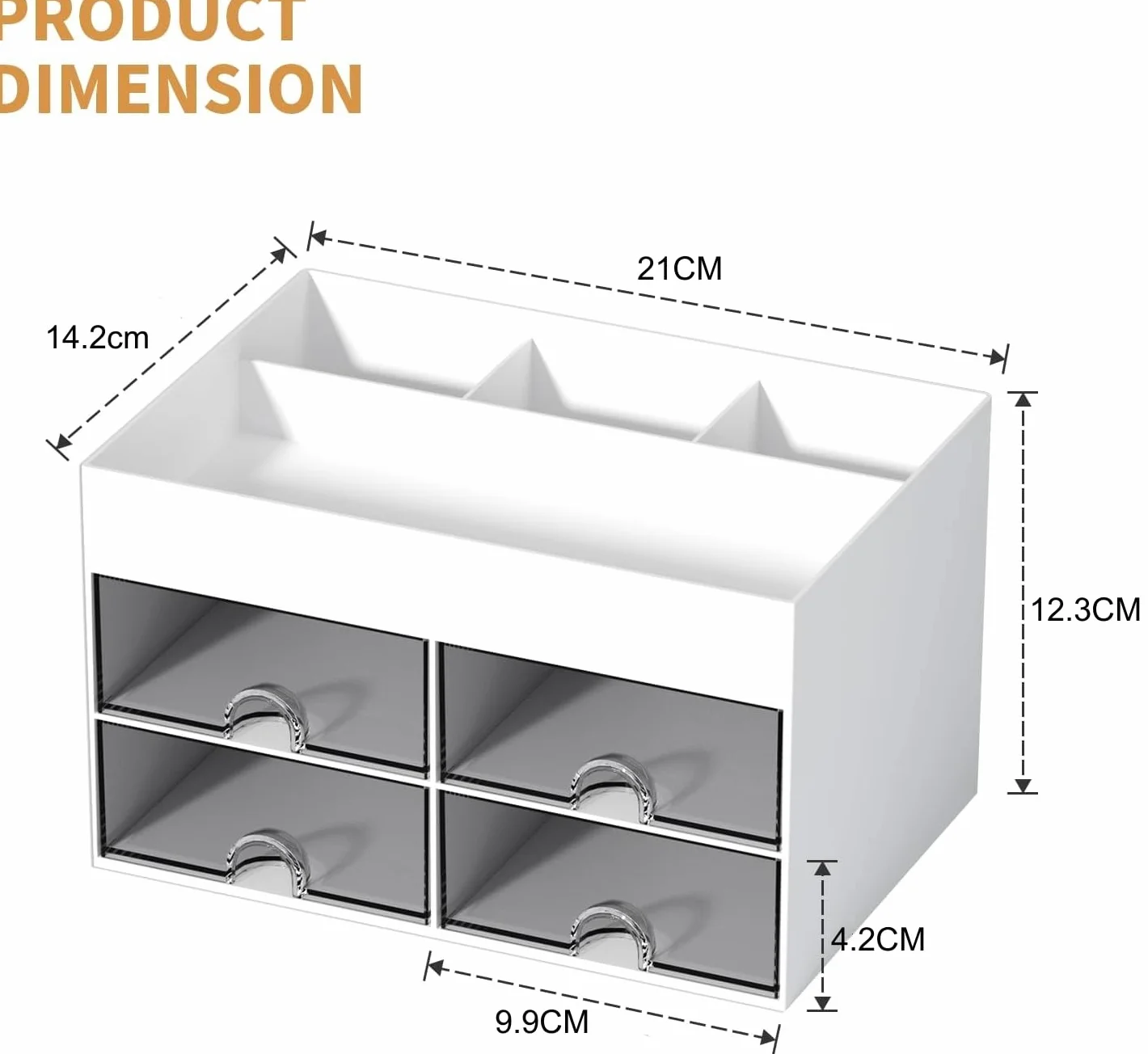 KAHEIGN Organizador de Escritorio 4 Cajones 19CM x 14CM Portalápices Multifuncional Blanco