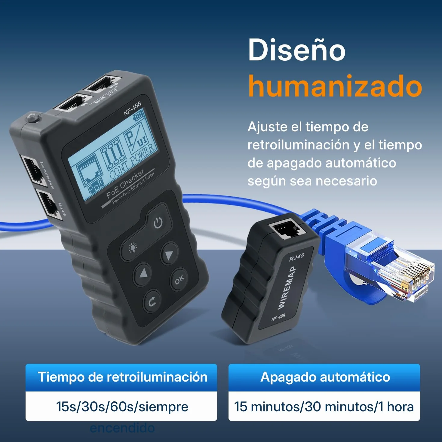 Mcbazel Probador de Red RJ45 con Pantalla LCD, DC Power & Switch Loop-back Test Poe Checker con Rastreador de Cable el Ethernet Kit de Herramientas de Red