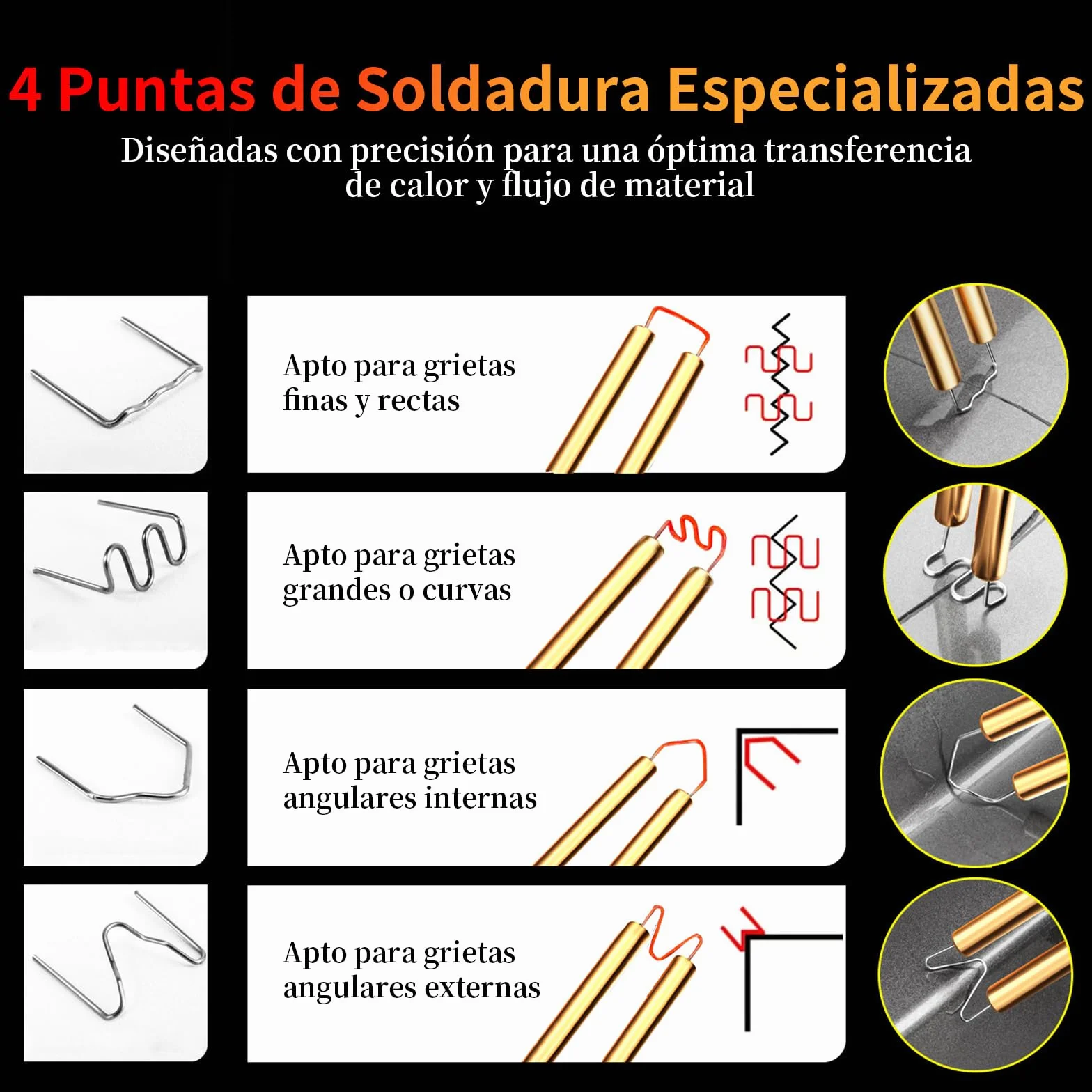 Soldador de Plástico con 800pcs Grapas, 70W Pistola Soldar Plastico pour Réparer lesPare-chocs de Voiture et d'Autres Pièces en Plastique, plano/esquina exterior/esquina