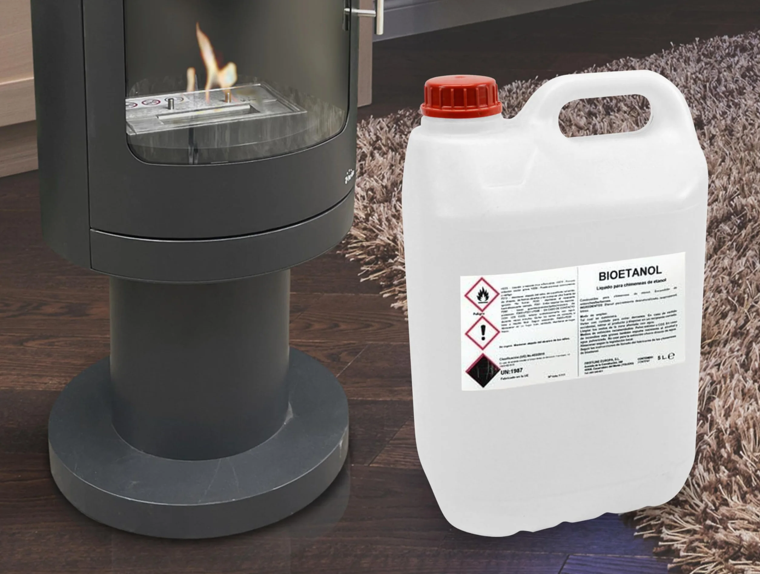 PUR LINE | Bioetanol 5L 96% Combustible para Chimeneas y Estufas, Sin Humo y Alta Combustión - Bioetanol Líquido para Biochimeneas, Quemadores y Uso Interior/Exterior