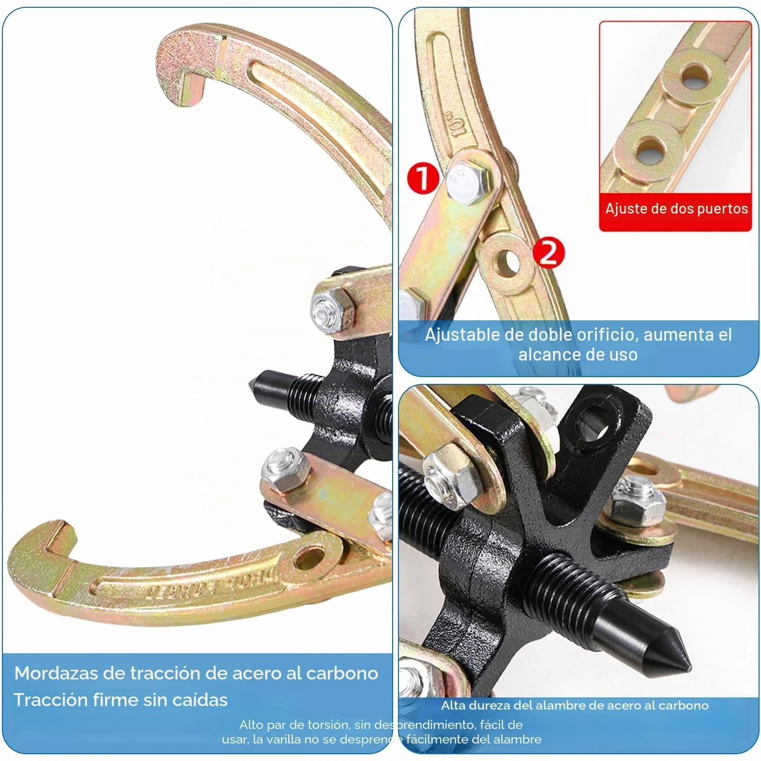 Juego de herramientas de extracción 3 piezas 75/100/150 mm Juego de extractores de garras Extractor de rodamientos para rodamientos de bolas, engranajes deslizantes, volantes, ruedas de vehículos